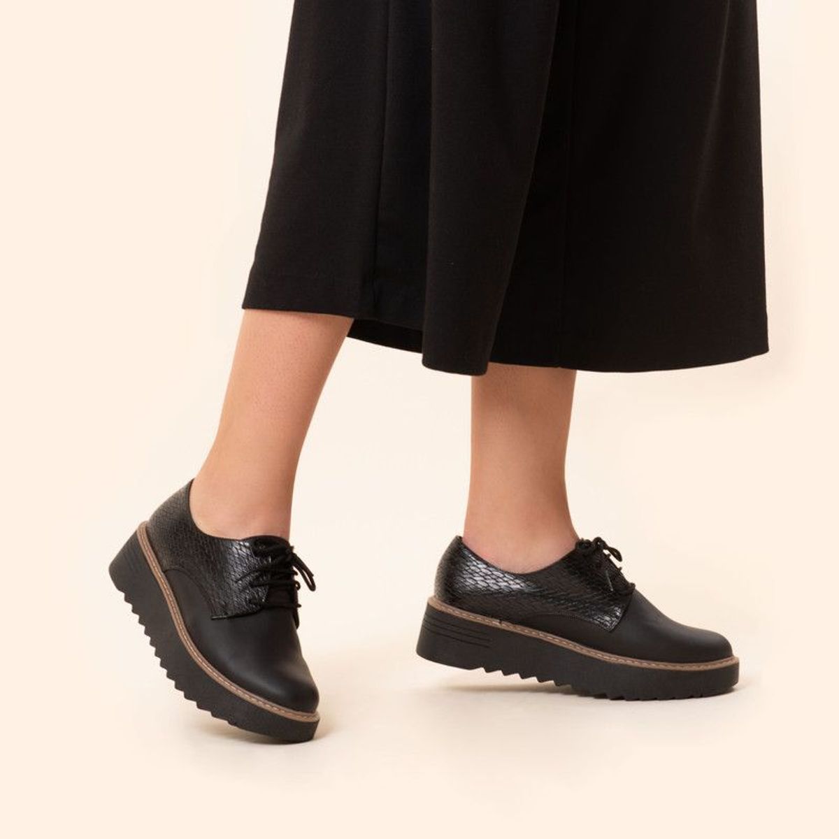 KAWKI - ZAPATOS DE MUJER DERBY FORTALEZA NEGRO