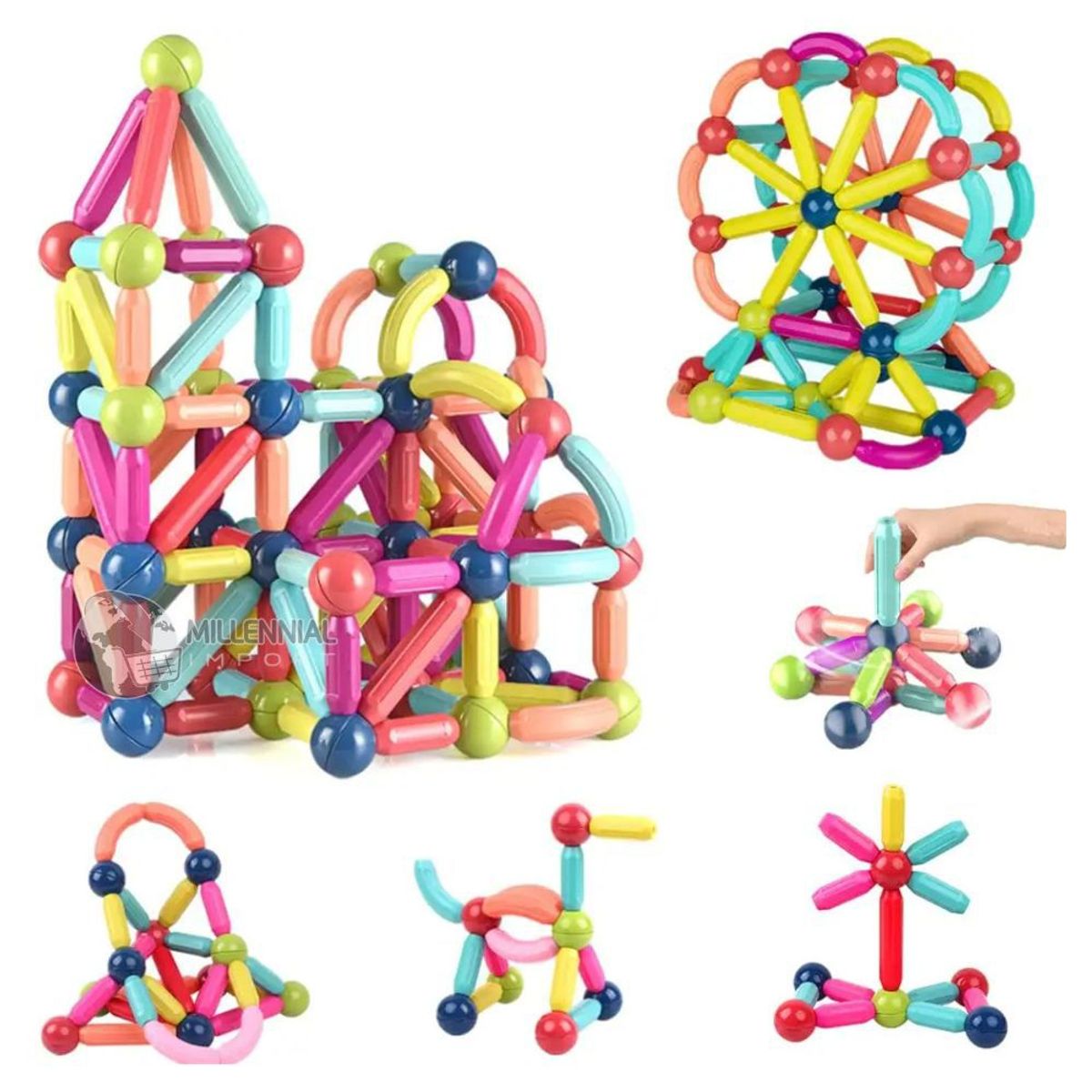 GENERICO - Juego De Bloques Magneticos 64 Piezas