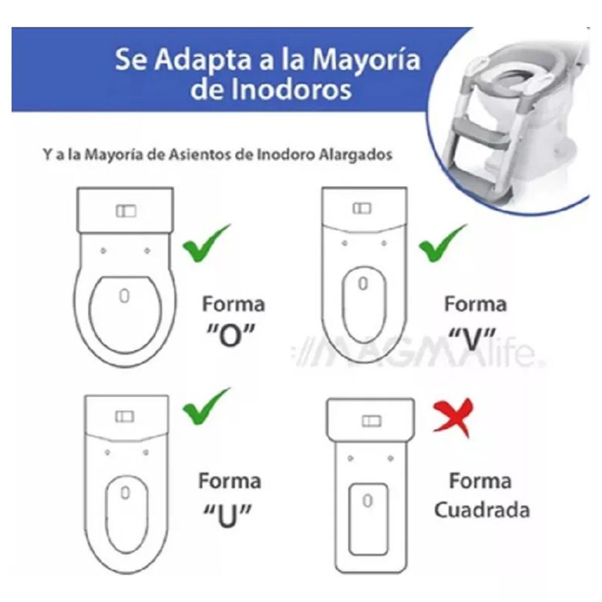 GENERICO - ADAPTADOR DE BAÑO 2 EN 1 CON ASIENTO ACOLCHADO