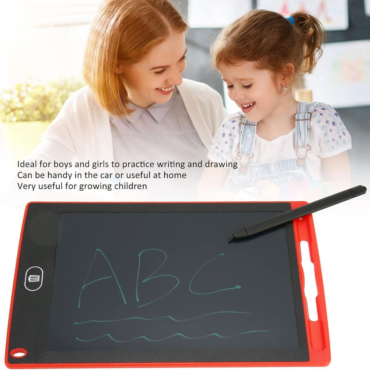 GENERICO - Tablet Pizarra Lcd Dibujo para Niños 8,5 Pulgadas ROJO