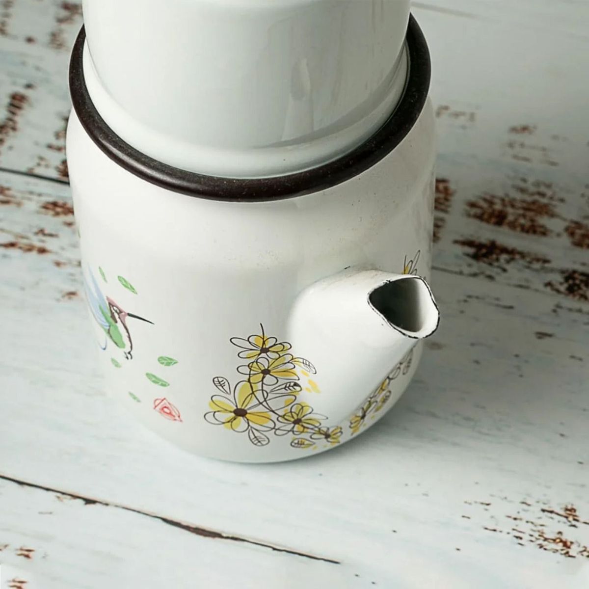 RECORD - CAFETERA ACERO VITRIFICADO 2PZAS DECORADO COLIBRÍ N°10