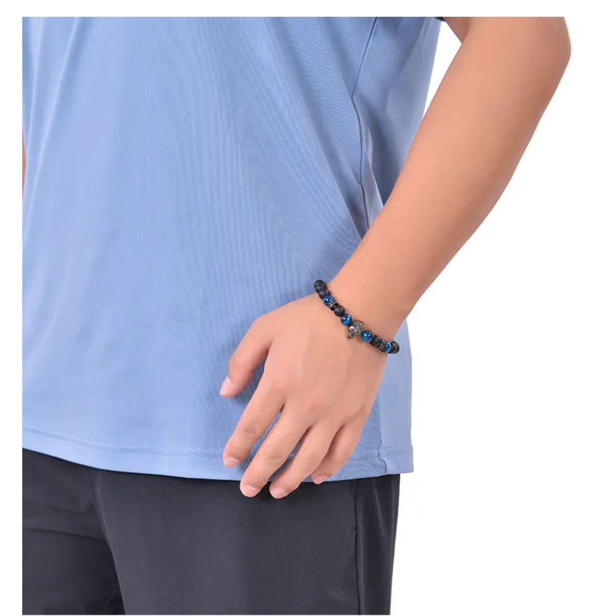 GENERICO - Pulsera de Piedra Natural Ojo de Tigre para Hombre