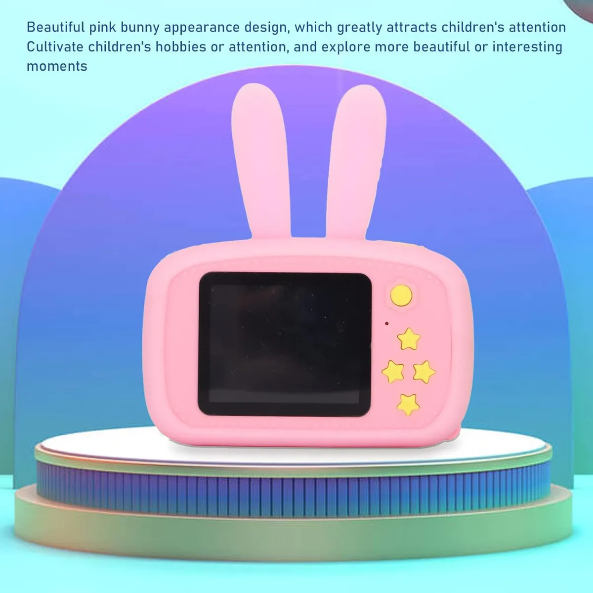GENERICO - cámara conejito 1080P Full HD con cordón y cable de carga rosado