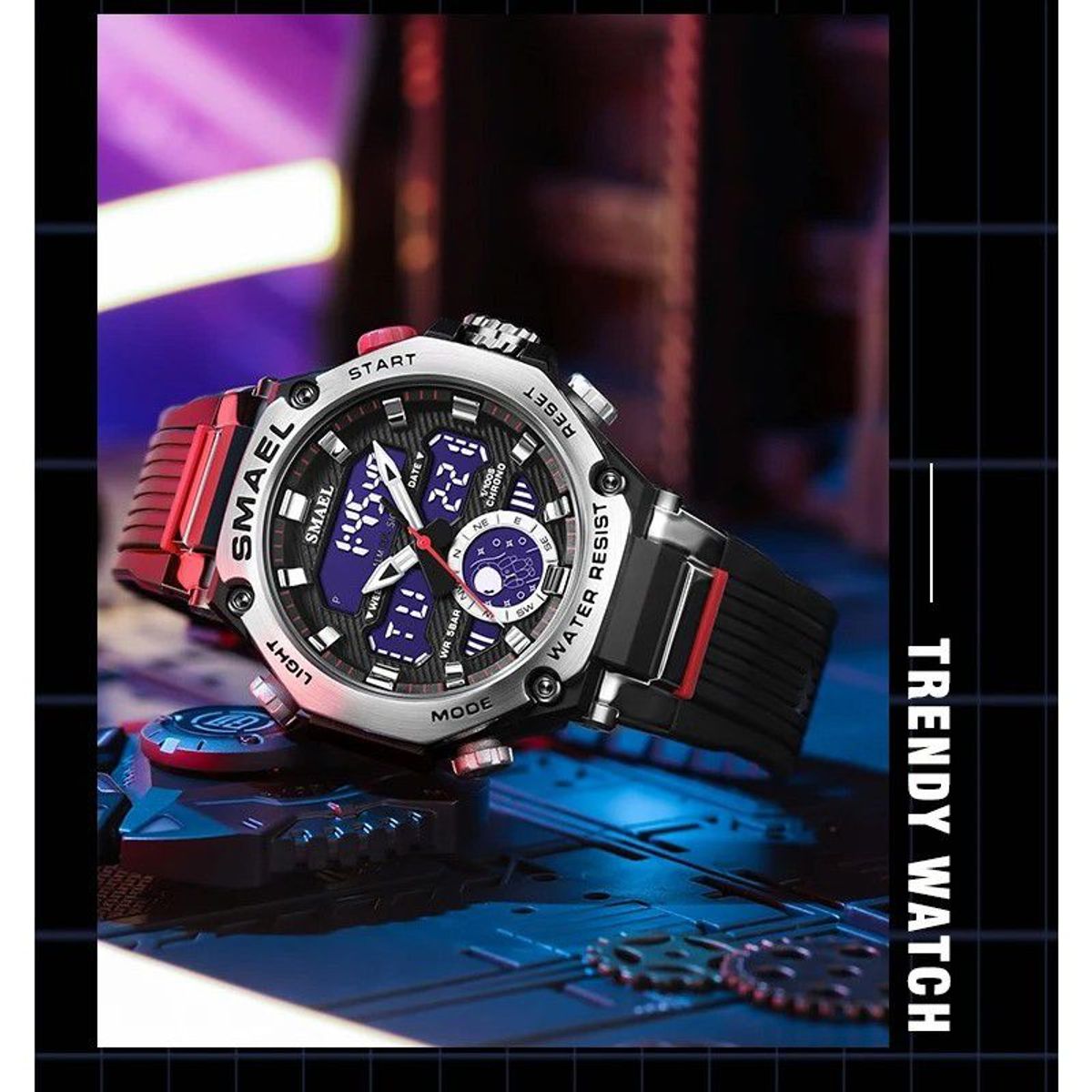 SMAEL - Reloj Deportivo SMAEL 8069 Metálico Doble Horario