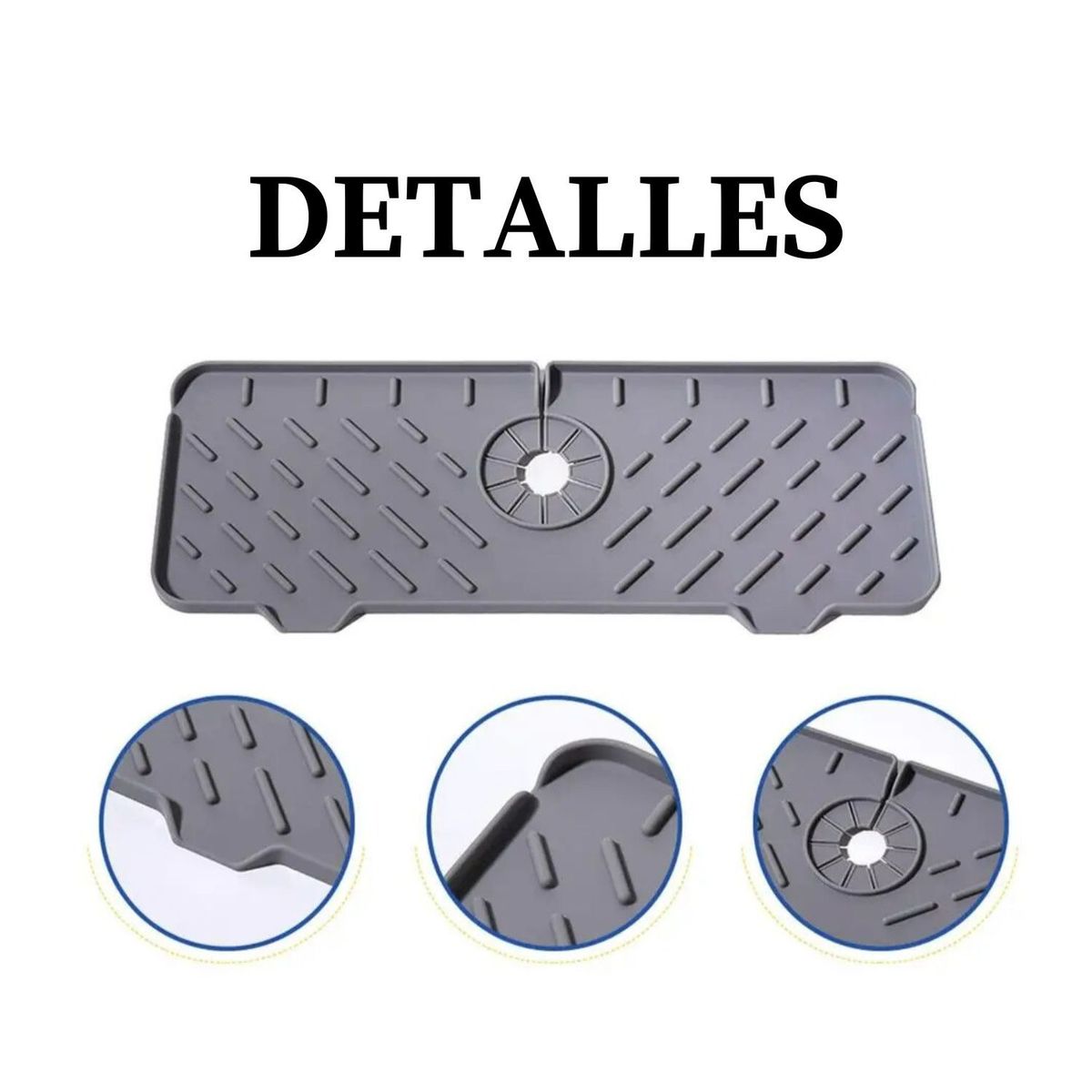 GENERICO - Tapete Drenaje de Silicona para Lavamanos de Cocina Baño Plomo Oscuro