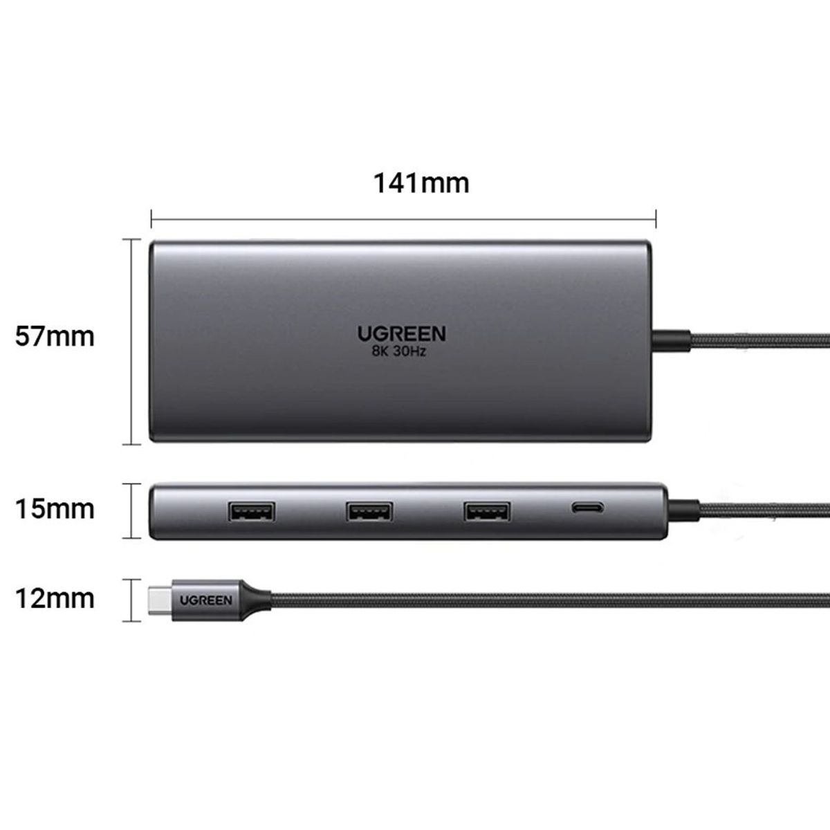 UGREEN - Adaptador Tipo C 10 En 1 Multiport Hub Estacion Lan Hdmi 8K 4k ugreen