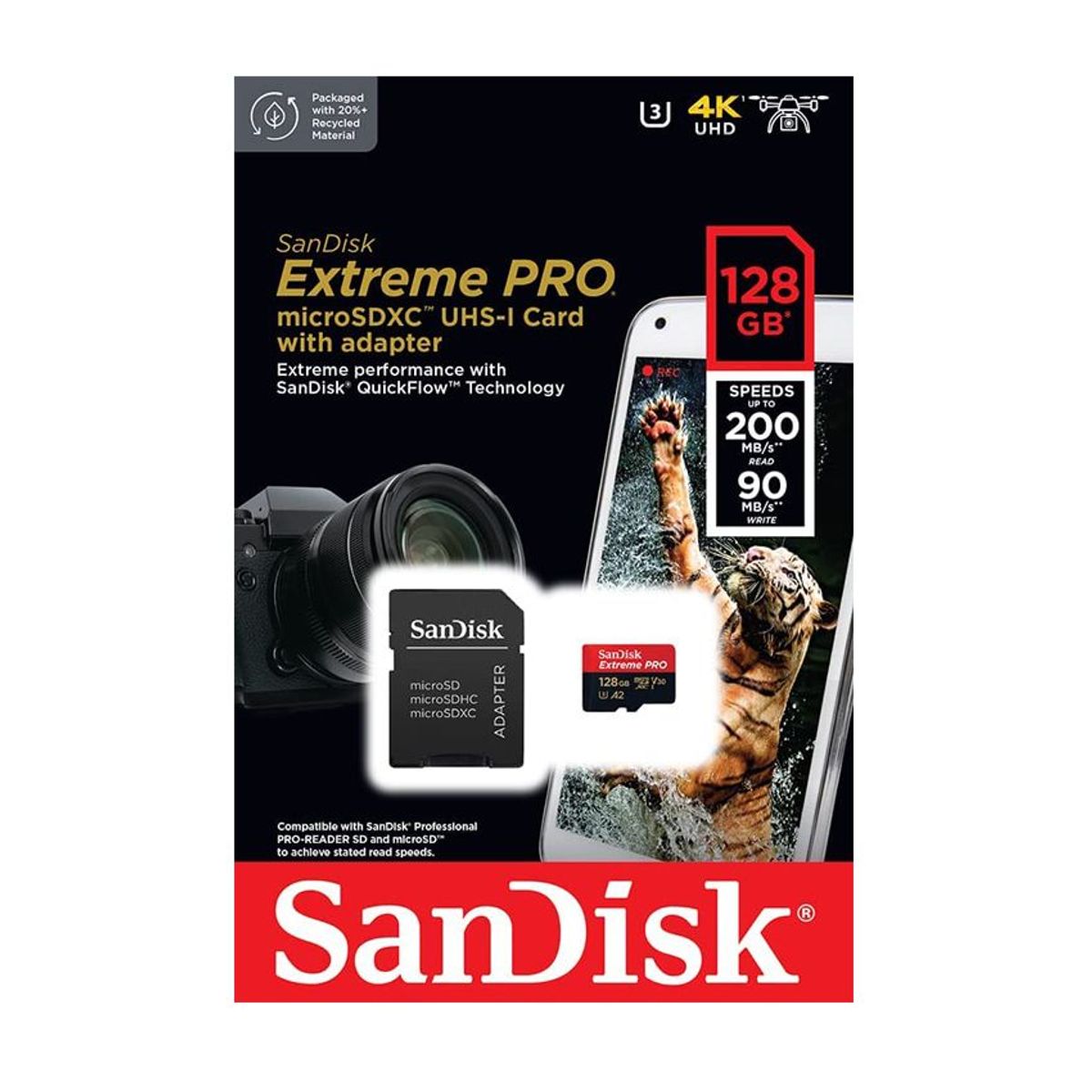 SANDISK - Memoria MICRO SD SANDISK EXTREME PRO 128GB de 200mbs