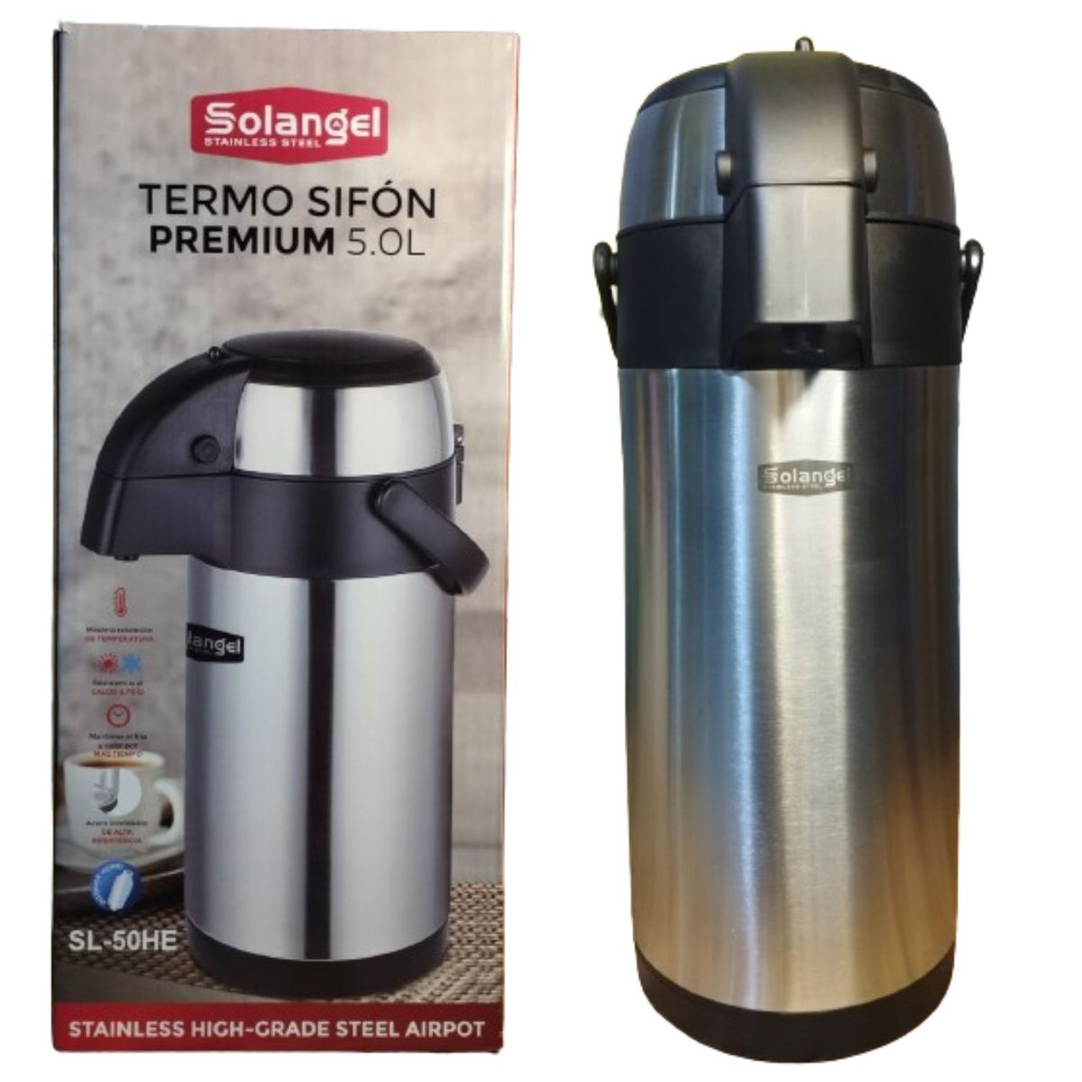 GENERICO - Termo Solangel SL 50HE Sifón Acero Inoxidable 5 Litros