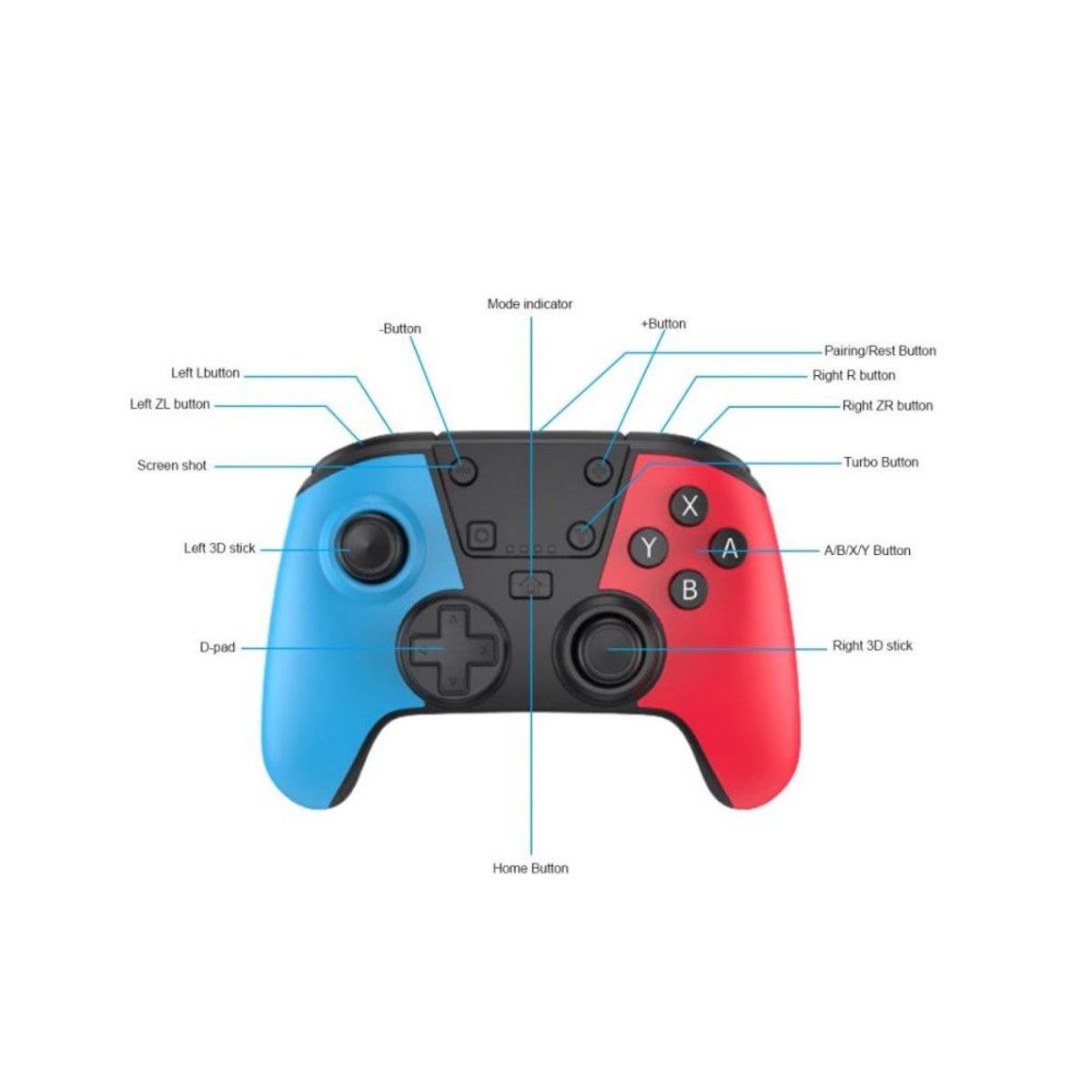 GENERICO - Mando para Nintendo Switch Pro Inalámbrico Controller compatible PC