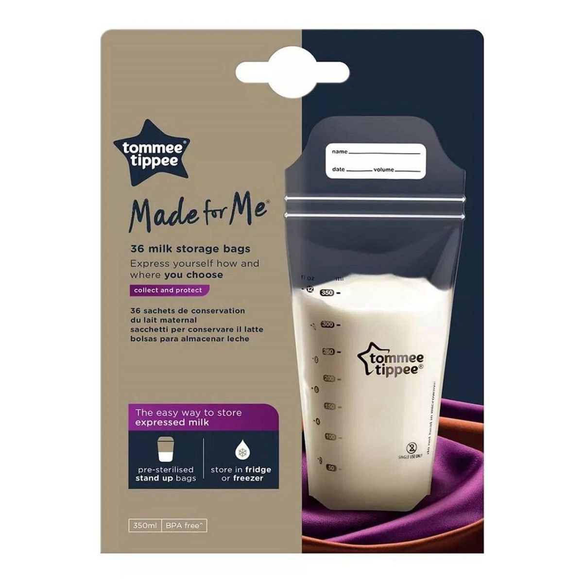 TOMMEE TIPPEE - Bolsa de Almacenamiento Leche 36und Original Lactancia BPA F