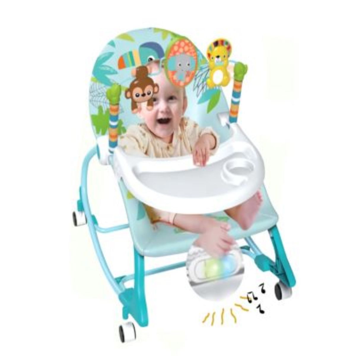 IDEAL - Silla Mecedora Ideal Musical y Vibrador Zaboo Celeste