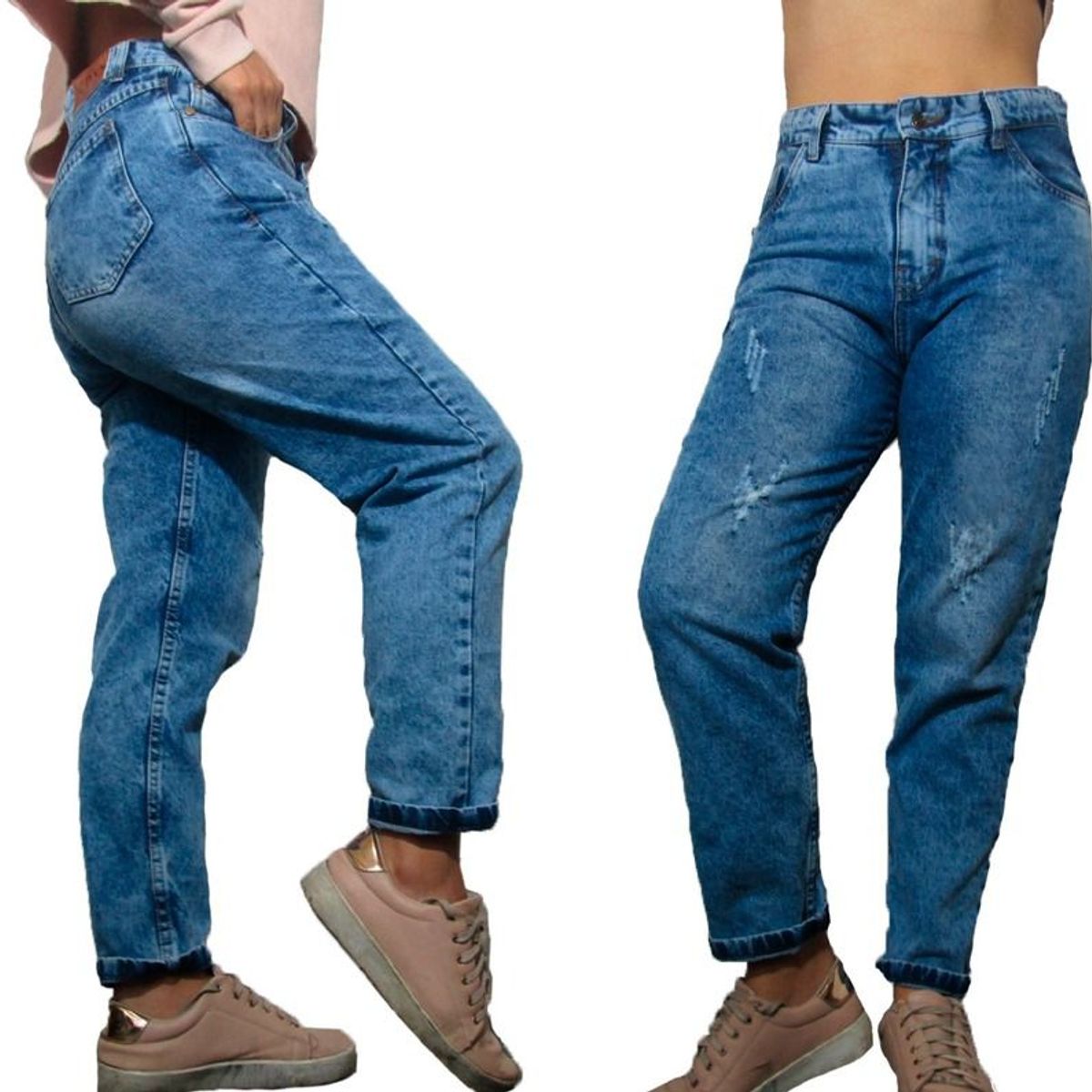 GENERICO - PANTALON JEAN  BOYFRIEND - AZUL-MUJER