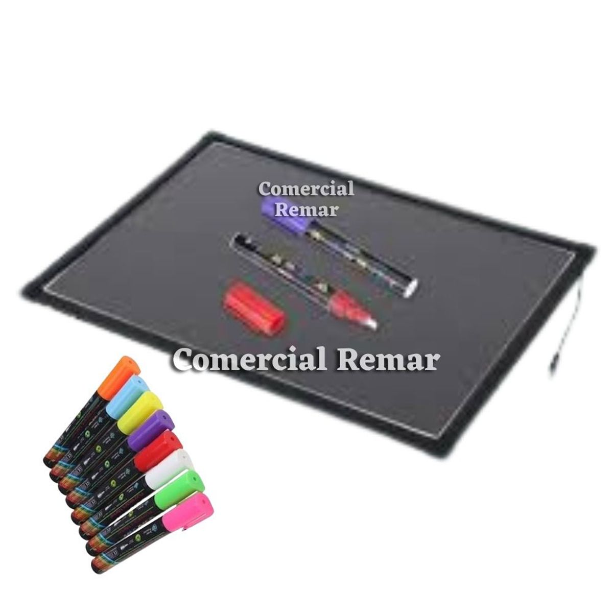 GENERICO - Pizarra Led 60x40cm con Luces para Negocio + 8 Plumones