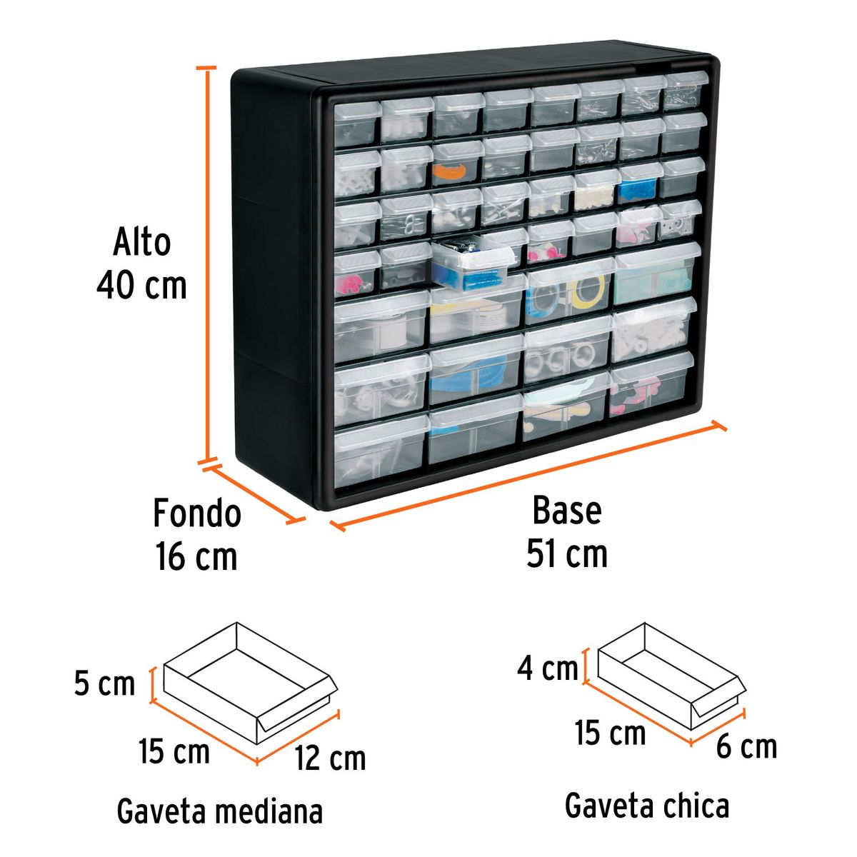 TRUPER - Organizador con 44 gavetas, Truper