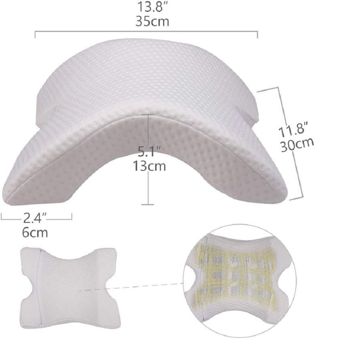 GENERICO - Almohada multifunción rígida viscoelástica de brazo arqueado.