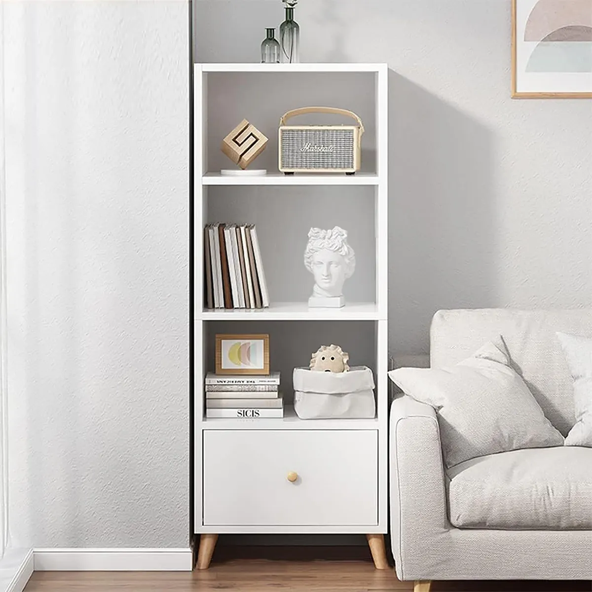 VILLA HOGAR - Estante librero Duna blanco