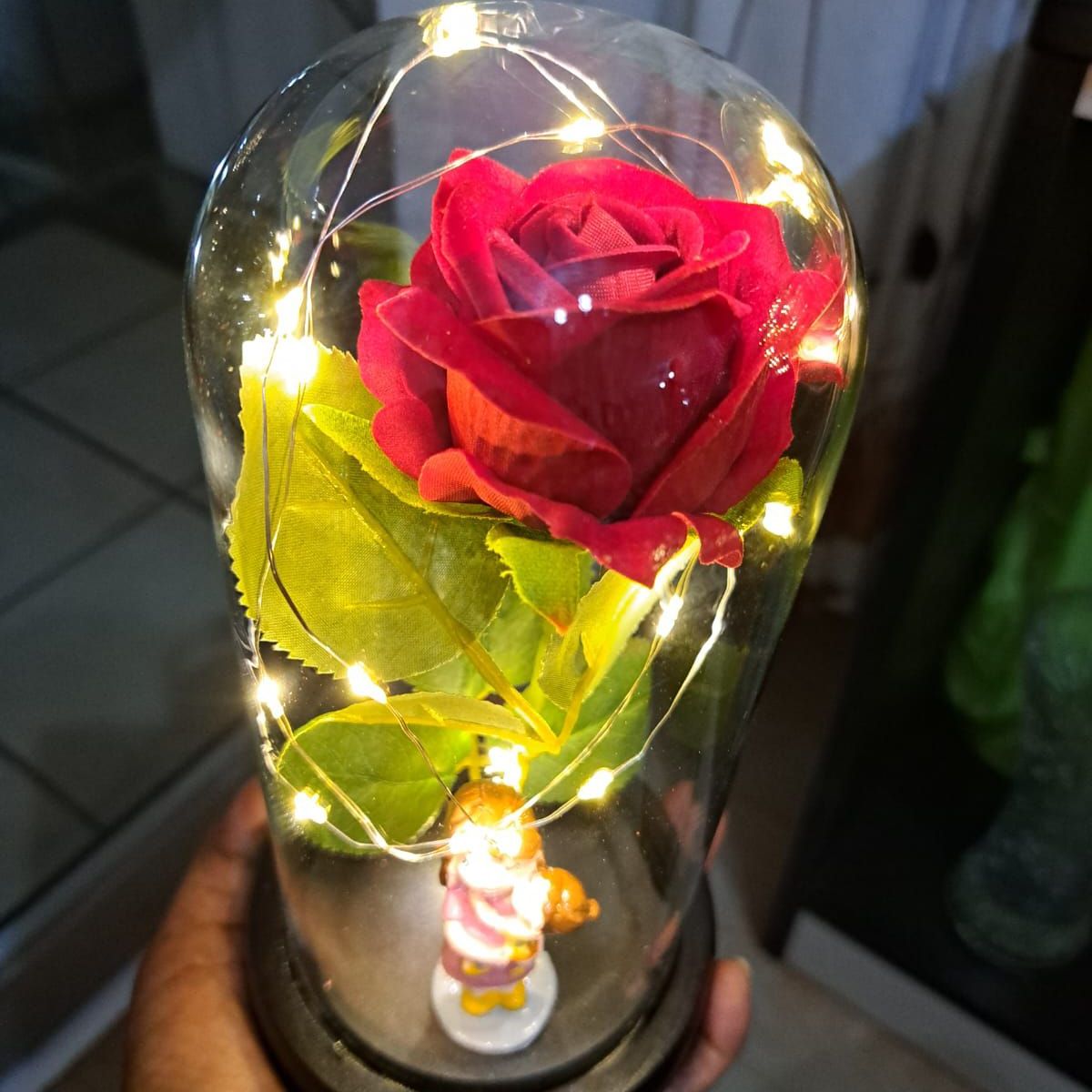 GENERICO - Rosa Eterna Cúpula mamá Similar Rosa Real luz Led rojo