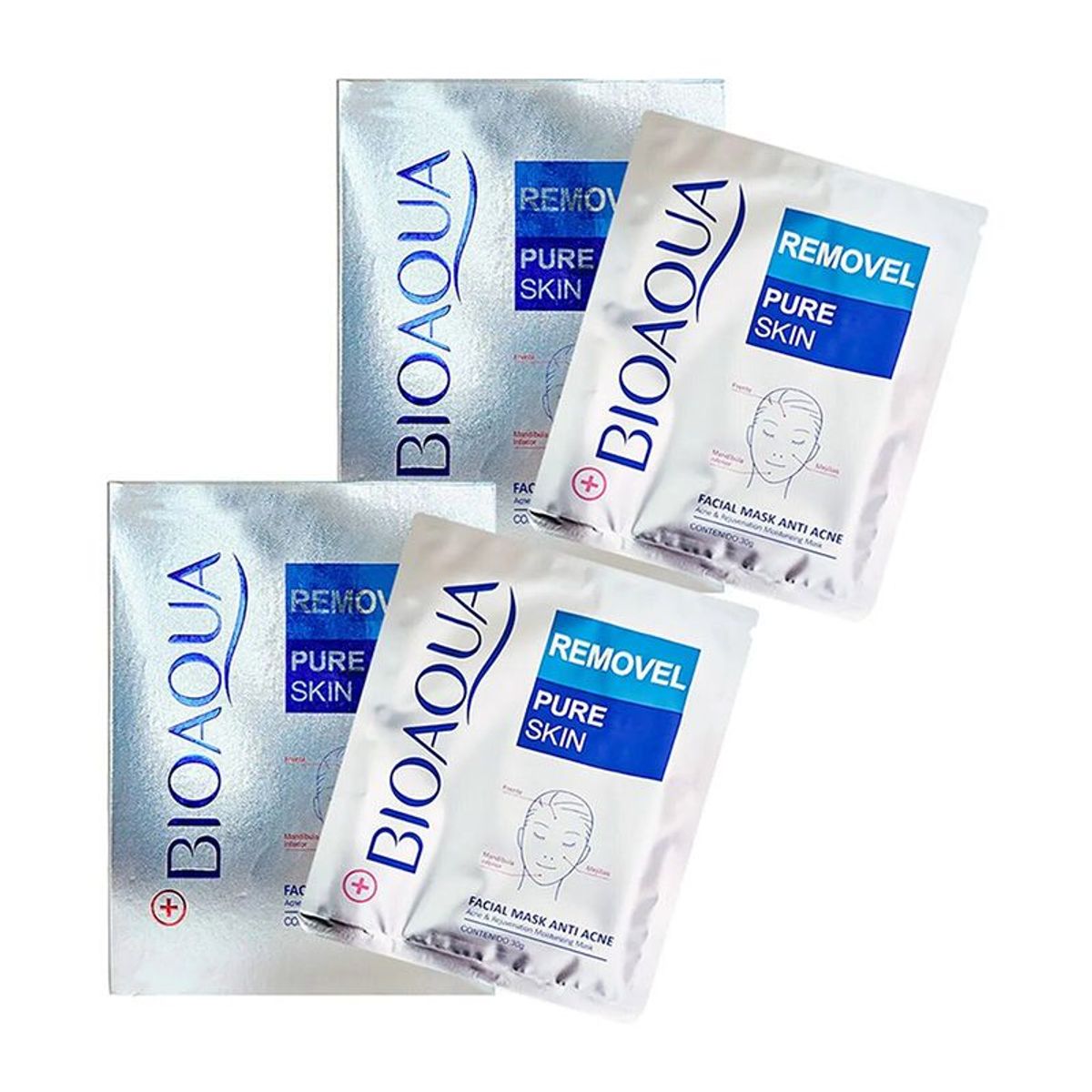BIOAQUA - Mascarilla Facial Anti-acné Bioaqua De 30g X 20 Unidades_123