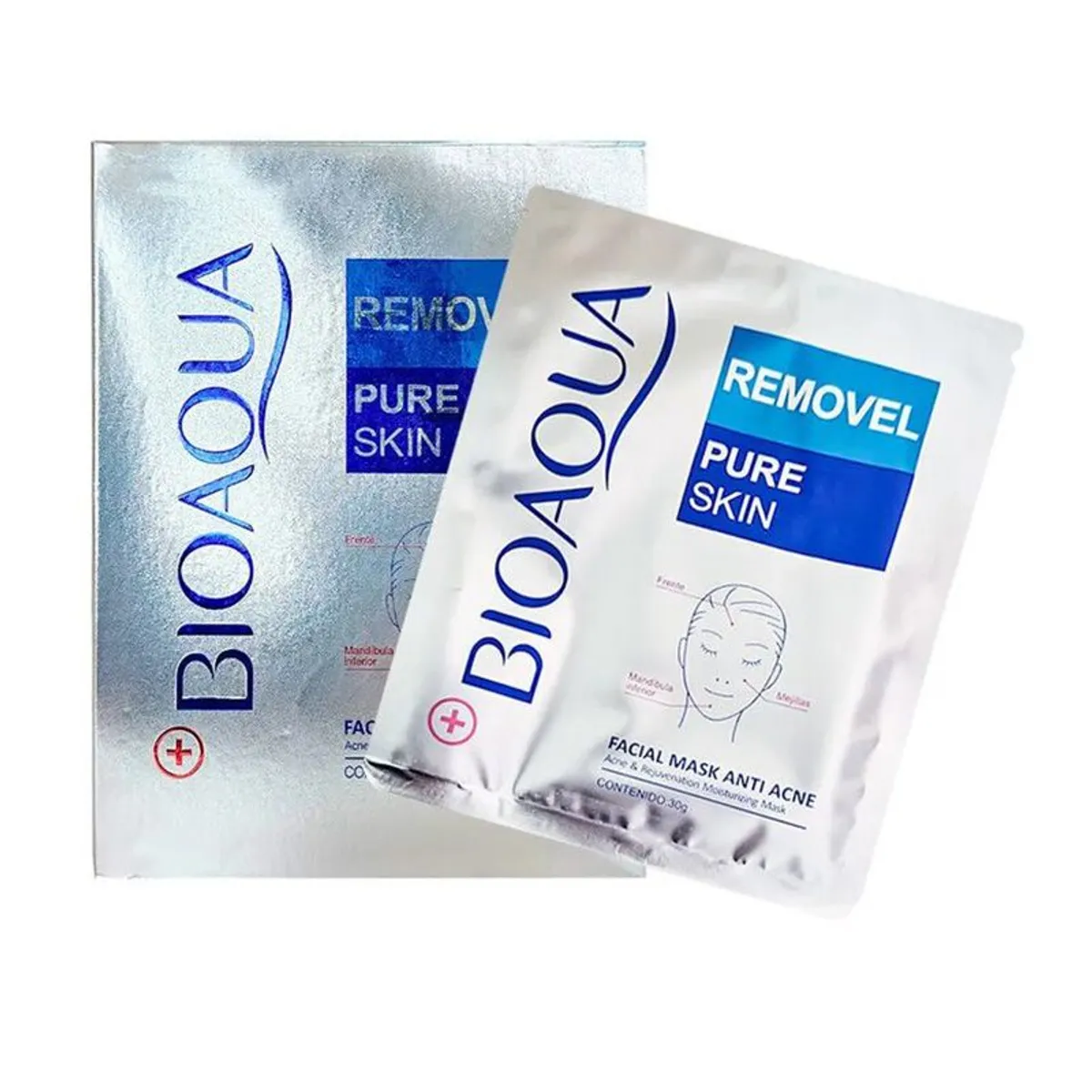 BIOAQUA - Mascarilla Facial Anti-acné Bioaqua De 30g X 10 Unidades_123