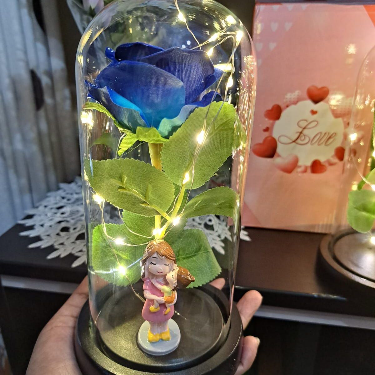 GENERICO - Rosa Eterna Cúpula mamá Similar Rosa Real luz Led azul