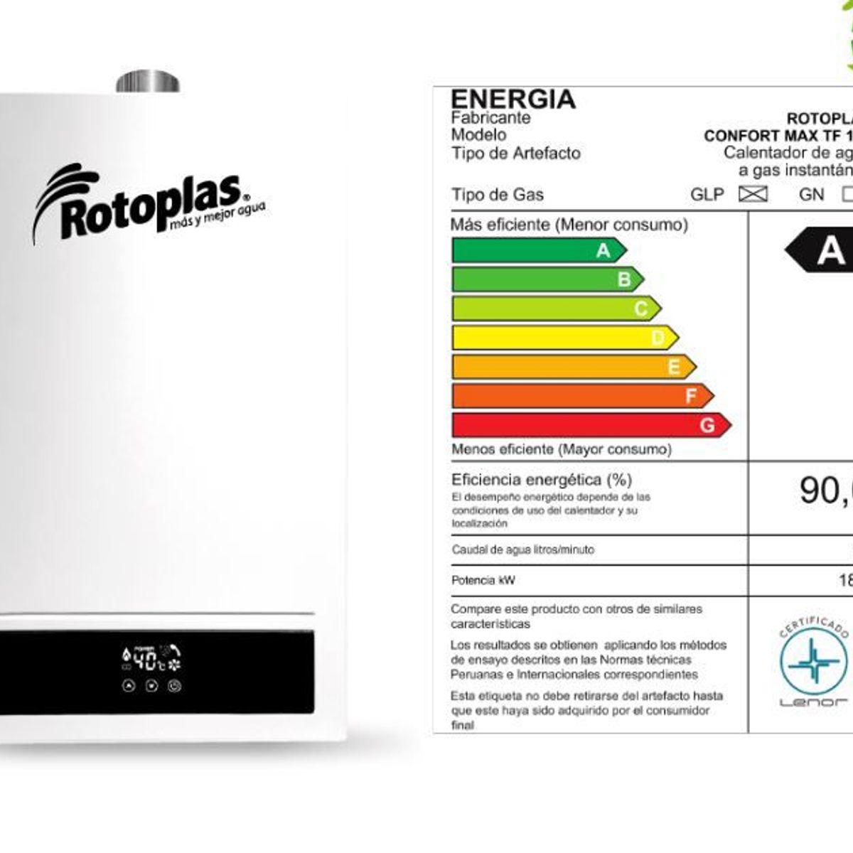 ROTOPLAS - Terma a Gas Confort Max 10L GN TF Rotoplas