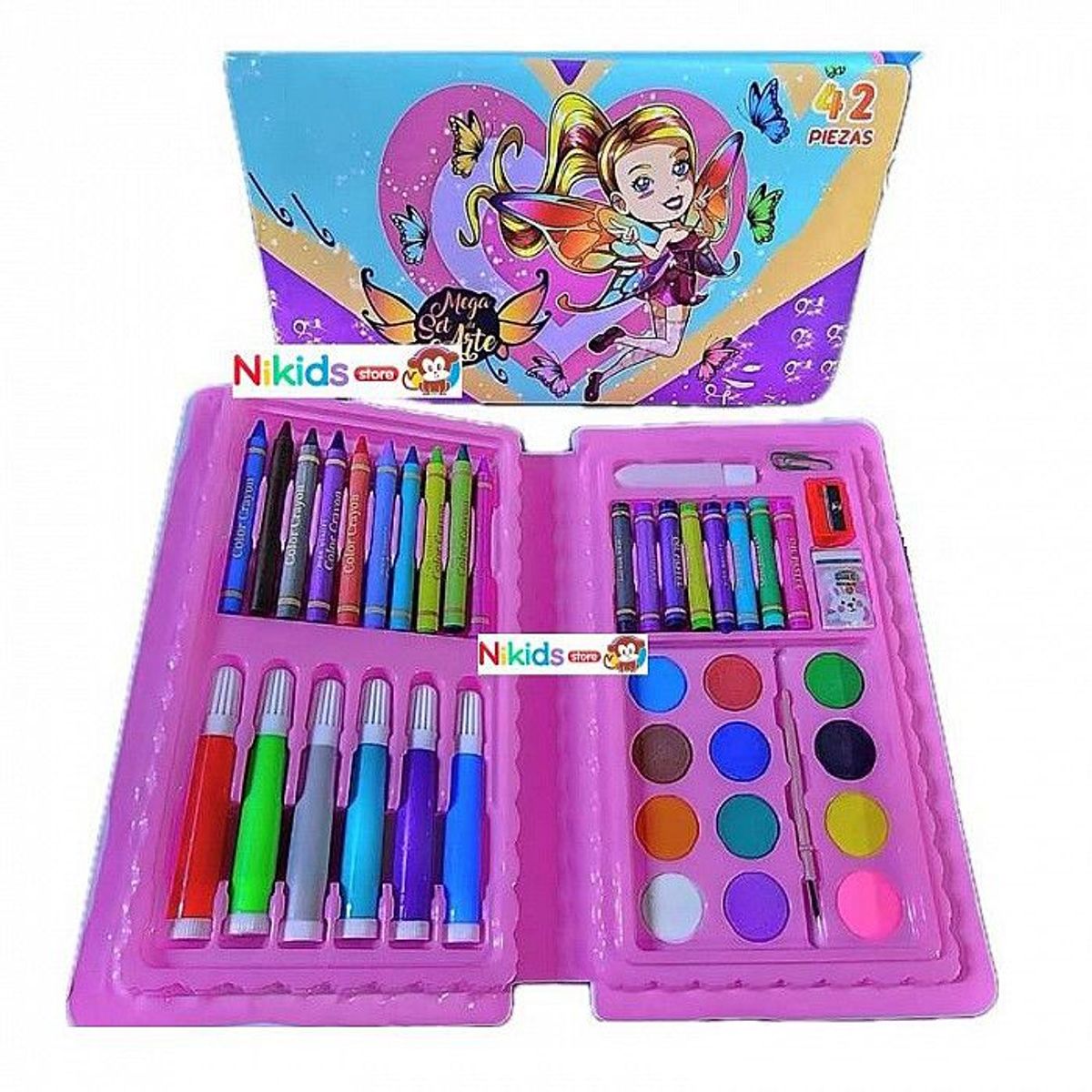 GENERICO - Mini Set de arte y Dibujo 41 Pzs para Niñas Sirena/Hada