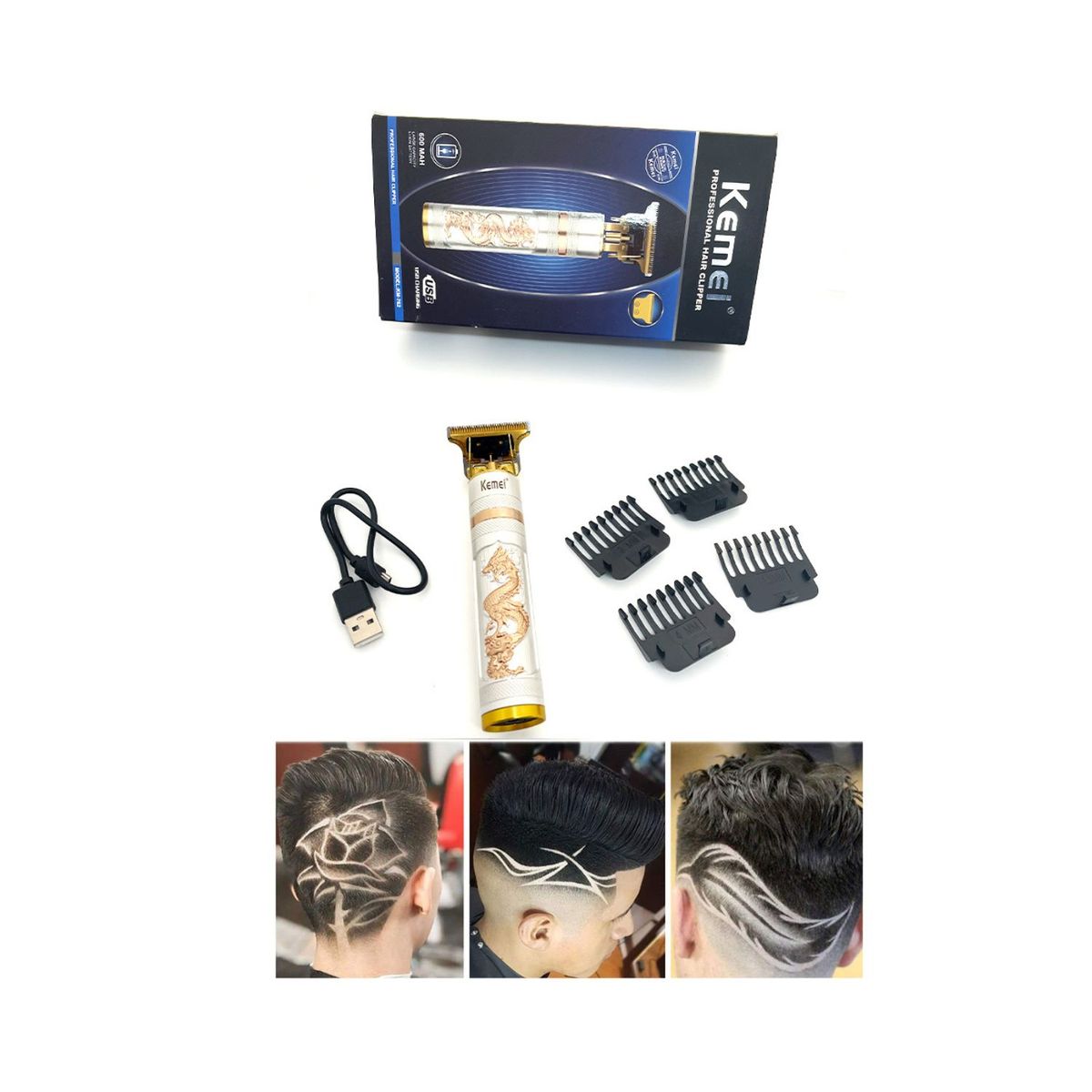 KEMEI - Máquina Cortador de Cabello Barba y Nariz Trimmer KEMEI