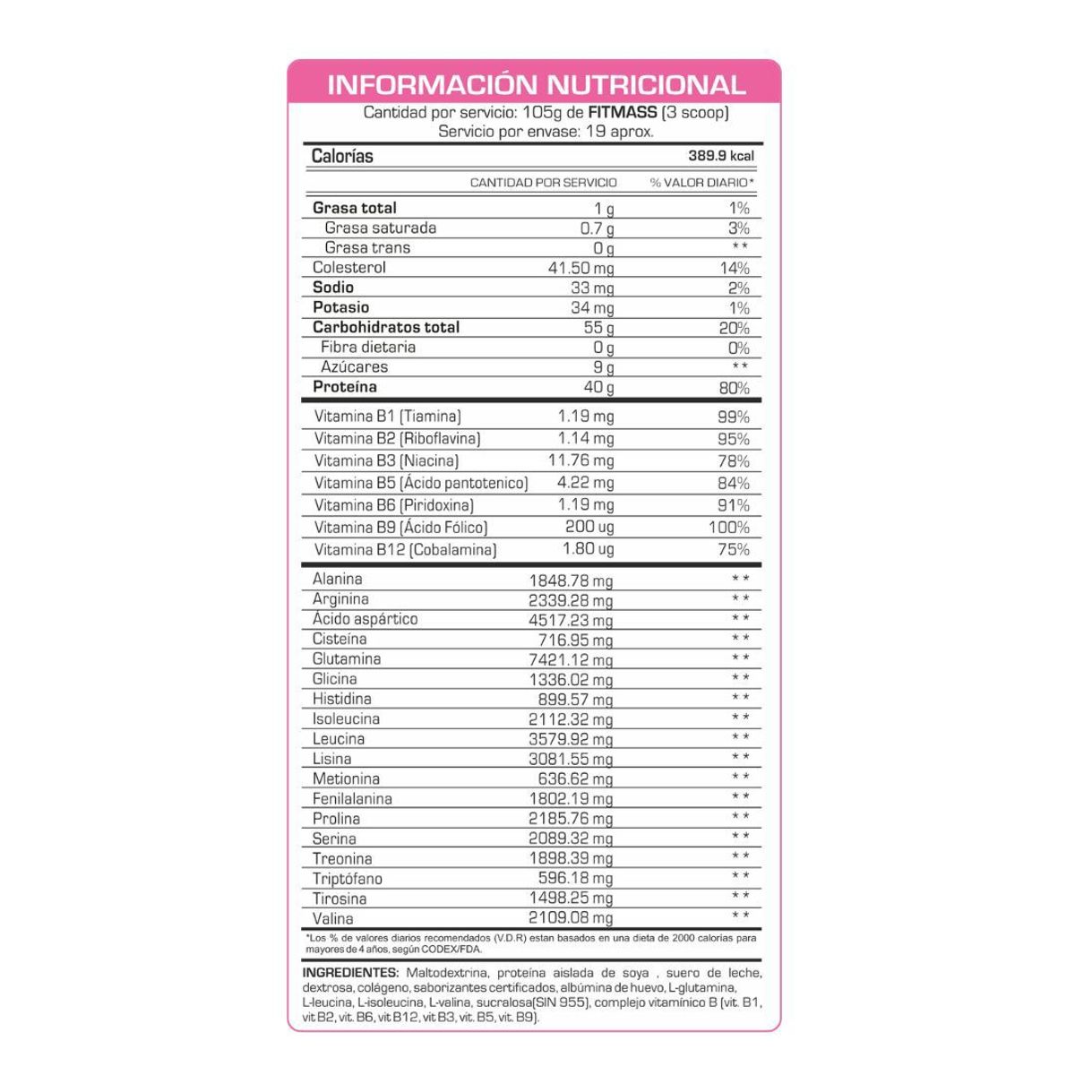 FITFEM - FIT MASS 5KG VAINILLA + SHAKER