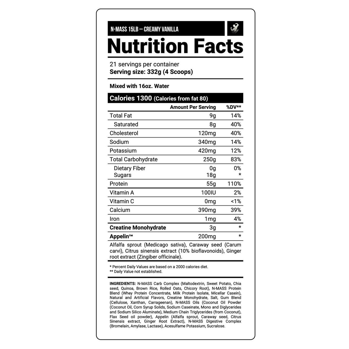 ANS PERFORMANCE - Ganador de peso N-Mass 15 LB - Creamy Vanilla