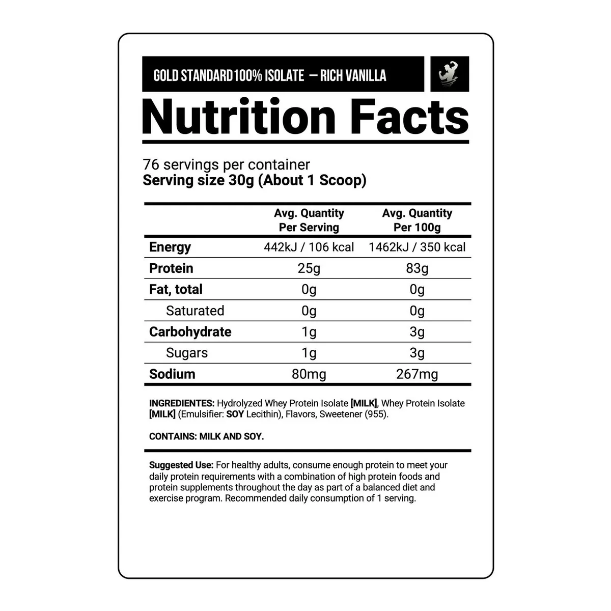 Optimum Nutrition - Proteína Gold Standard 100% Isolate 5 LB - Rich Vanilla