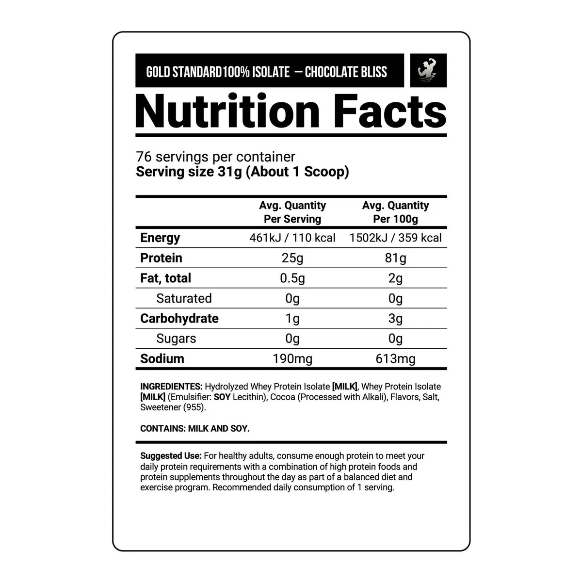 OPTIMUN NUTRITION - Proteína Gold Standard 100% Isolate 5 LB - Chocolate Bliss