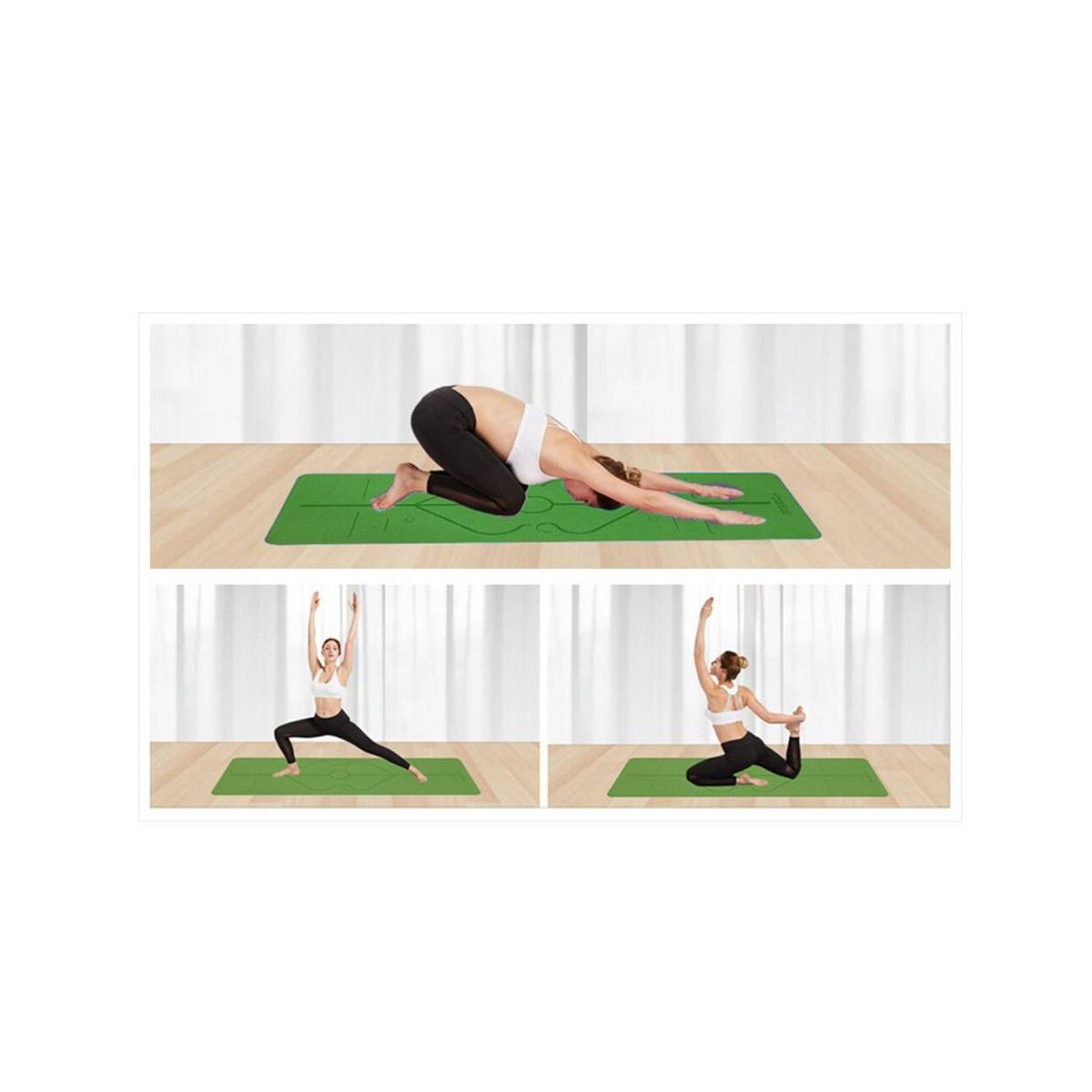 GENERICO - Mat de Yoga Pilates 10 mm con Elástico Portátil Verde