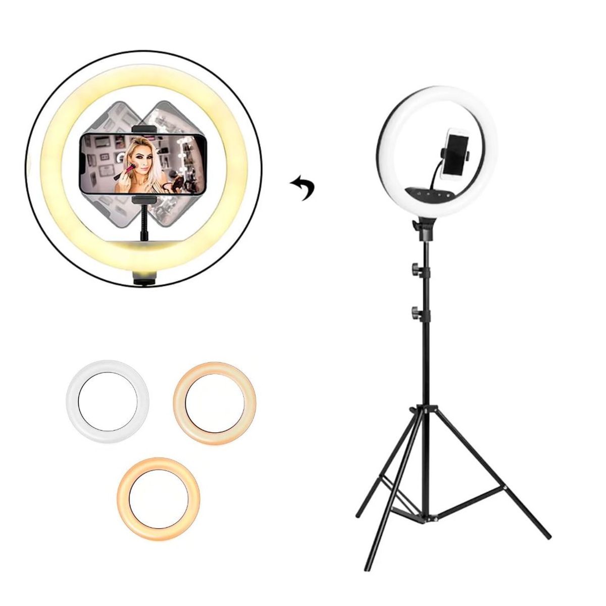 INSPIRA MARKET - Aro de luz led anillo 26 Cm Fotografia Video + Tripode