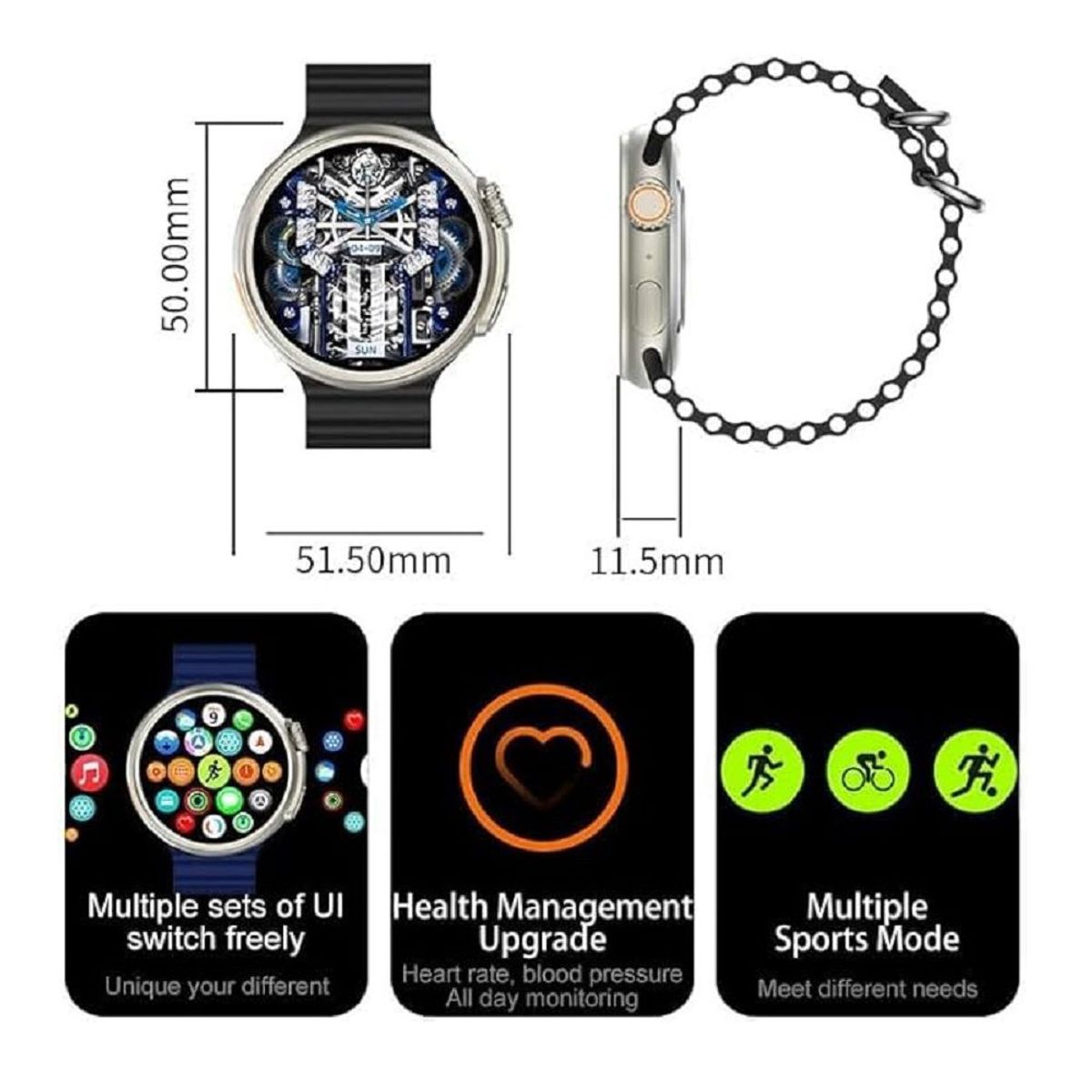 GENERICO - Smartwatch Z78 Ultra con pantalla AMOLED-NEGRO