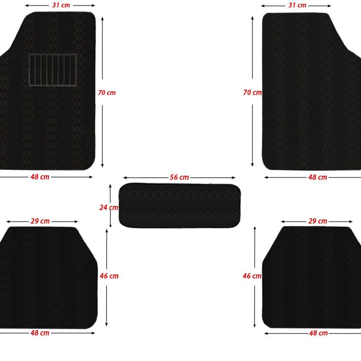 GENERICO - PROTECTOR PISO ALFOMBRA 5 PIEZAS NEGRO