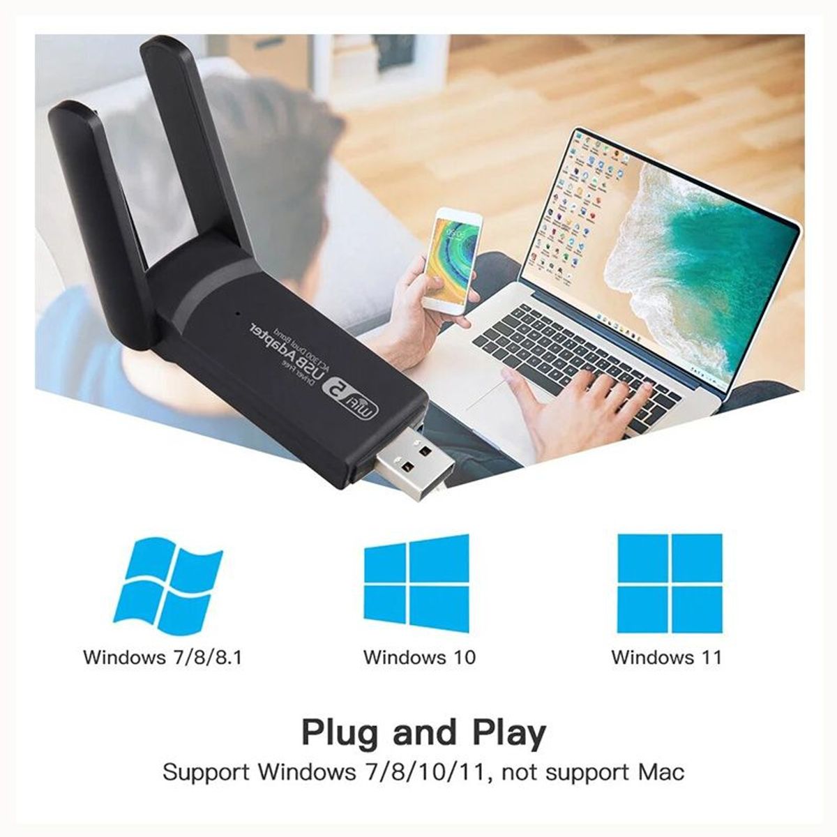 GENERICO - Tarjeta De Red Inalámbrica Doble Banda 5g 2.4g Usb 3.0