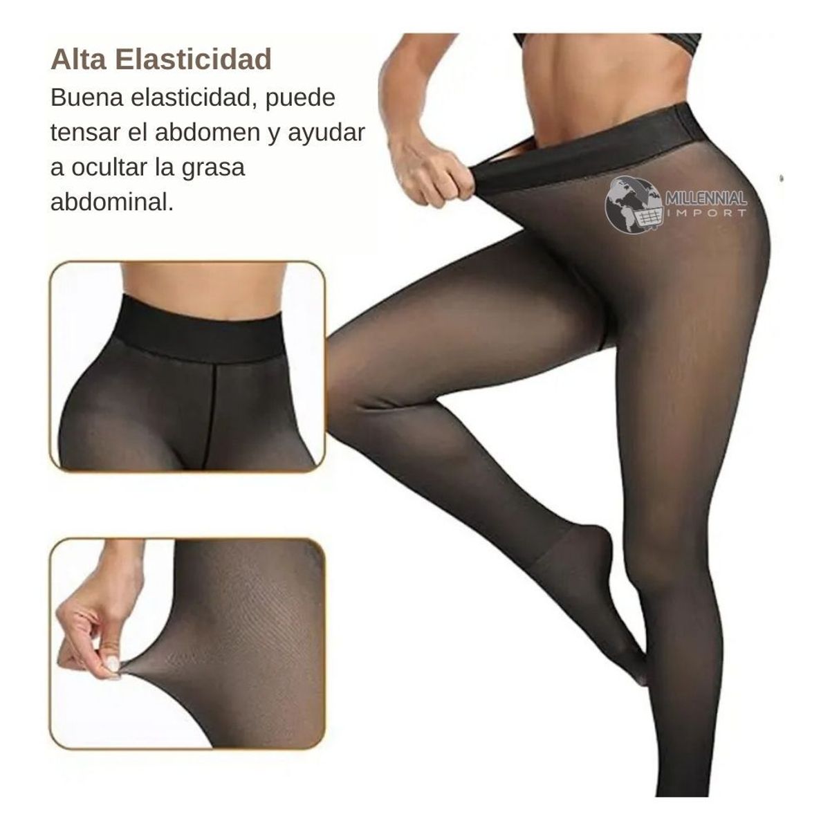 GENERICO - Panty Media Mujer Efecto Piel Como Panty Negro Tráslucida Grueso