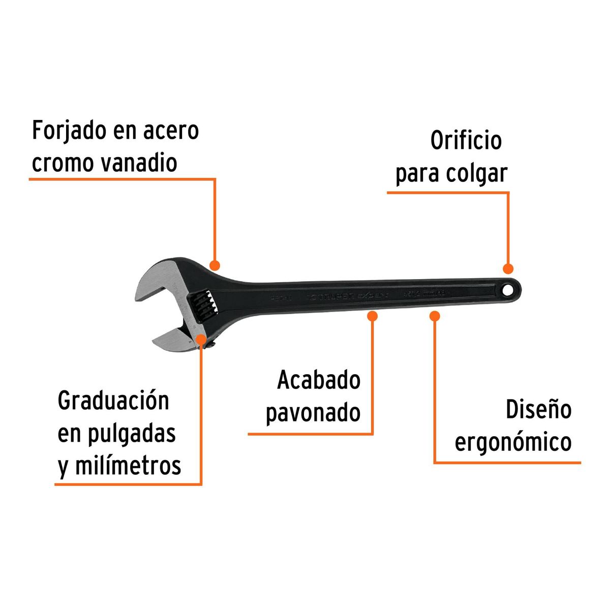 TRUPER - Llave francesa ajustable 18 profesional pavonada