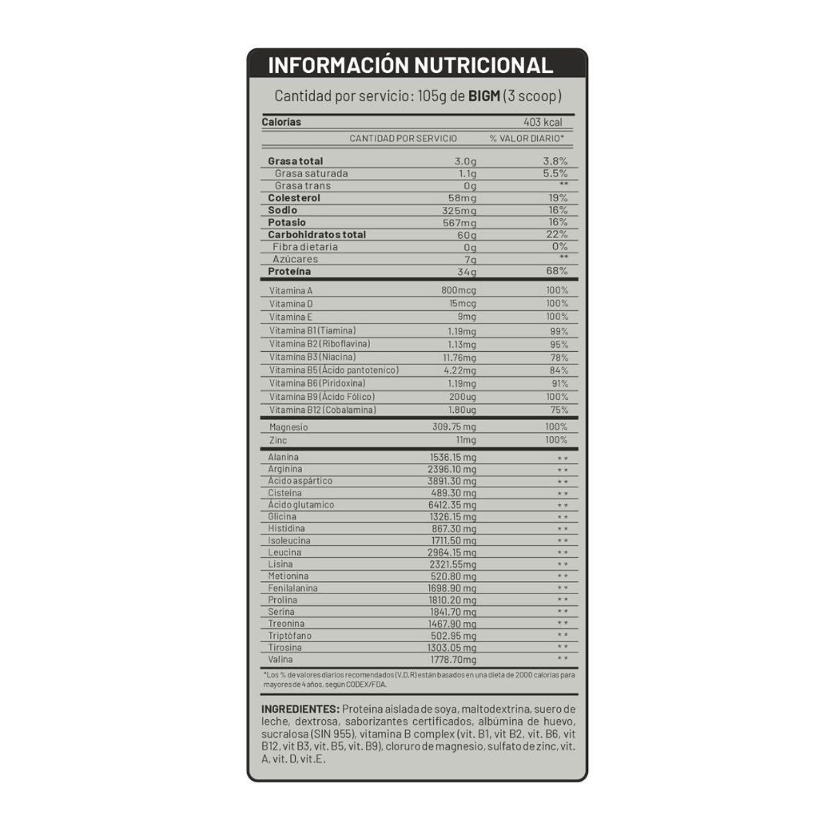 UNIVERSE NUTRITION - BIGM 5KG VAINILLA  + SHAKER