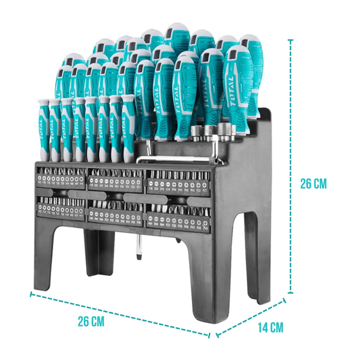 TOTAL TOOLS - SET DESTORNILLADORES 100 PZS TOTAL