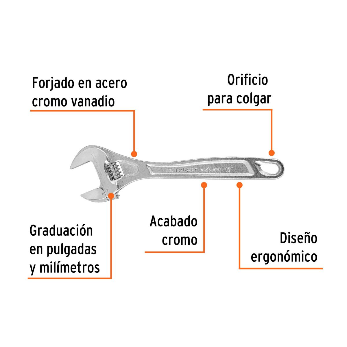 TRUPER - Llave francesa ajustable 12 profesional cromada