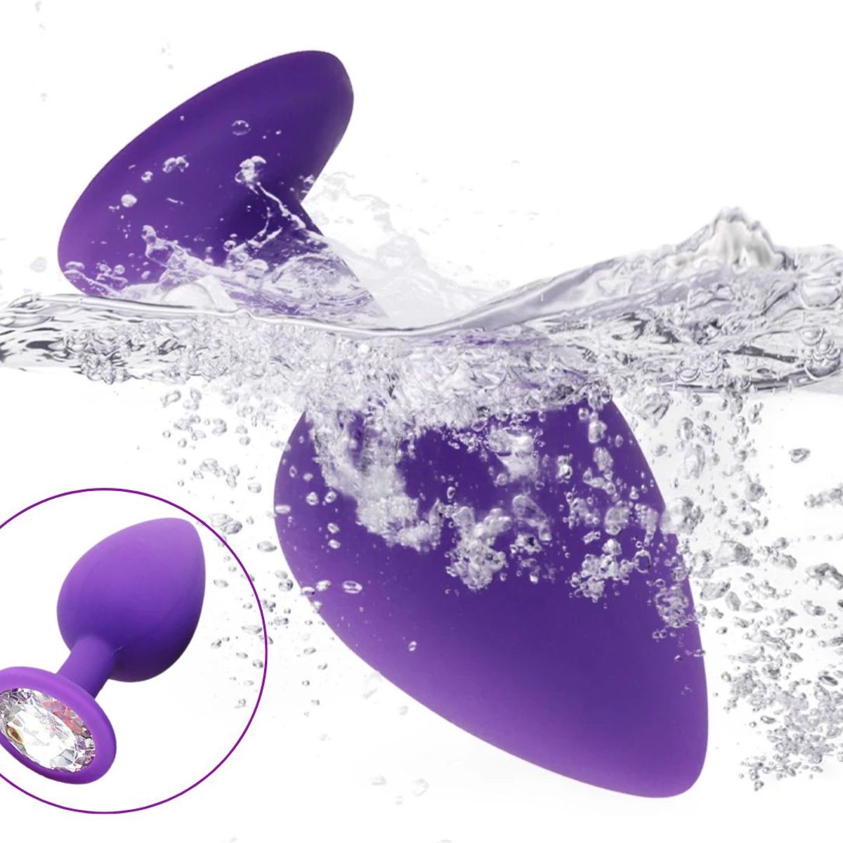 GENERICO - Plug anal hipoalergénico con joya Morado