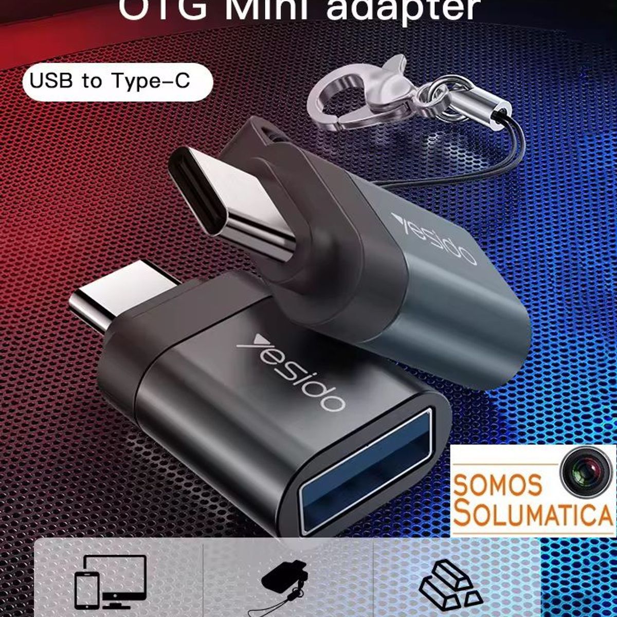 YESIDO - Adaptador OTG Usb a  Tipo C - Alta Velocidad de Transferencia - Yesido