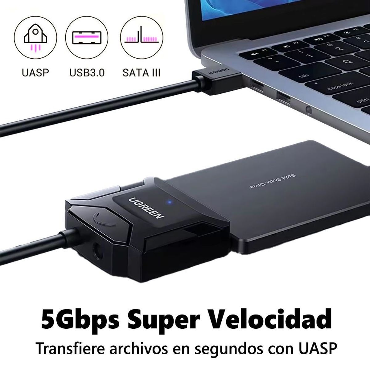 UGREEN - Adaptador sata UGREEN USB 3,0 SSD/HDD 3,5 y 2,5