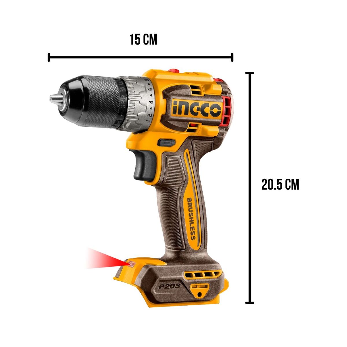 INGCO TOOLS - Taladro atornillador 1/2" 60nm Brushless + 2 baterias 2ah Ingco