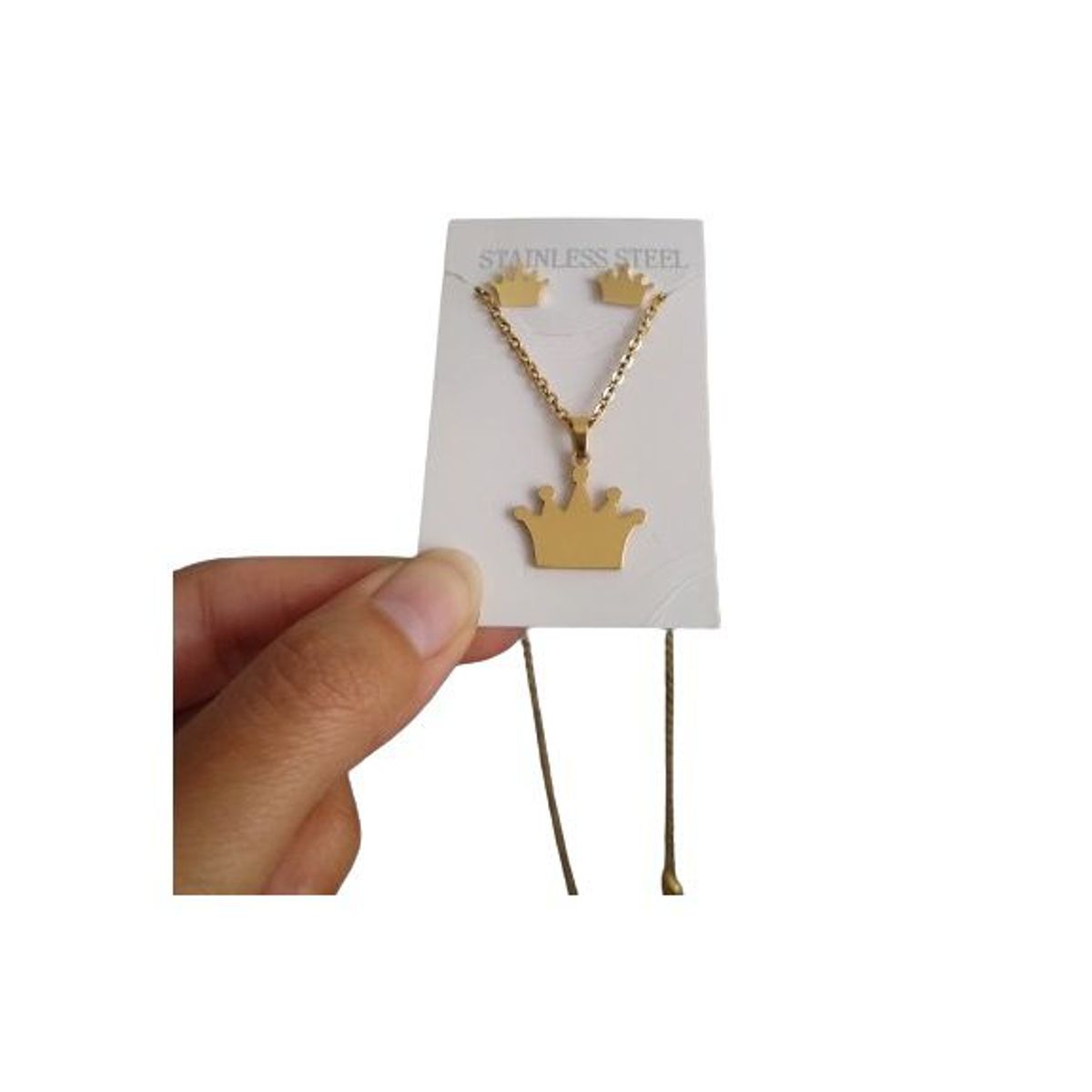 GENERICO - Set collar y aretes reina corona dorada