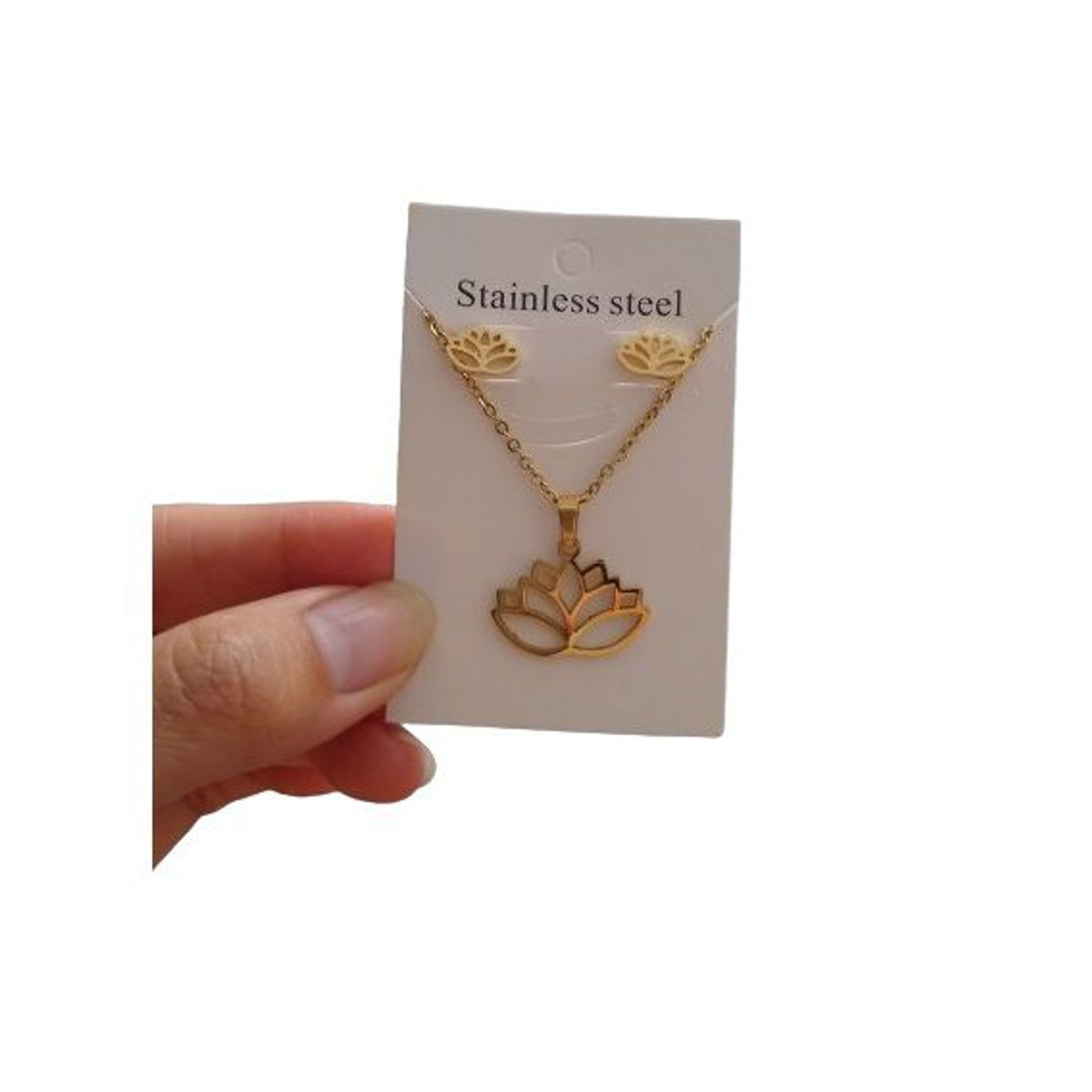 GENERICO - Set collar y aretes flor de loto dorado