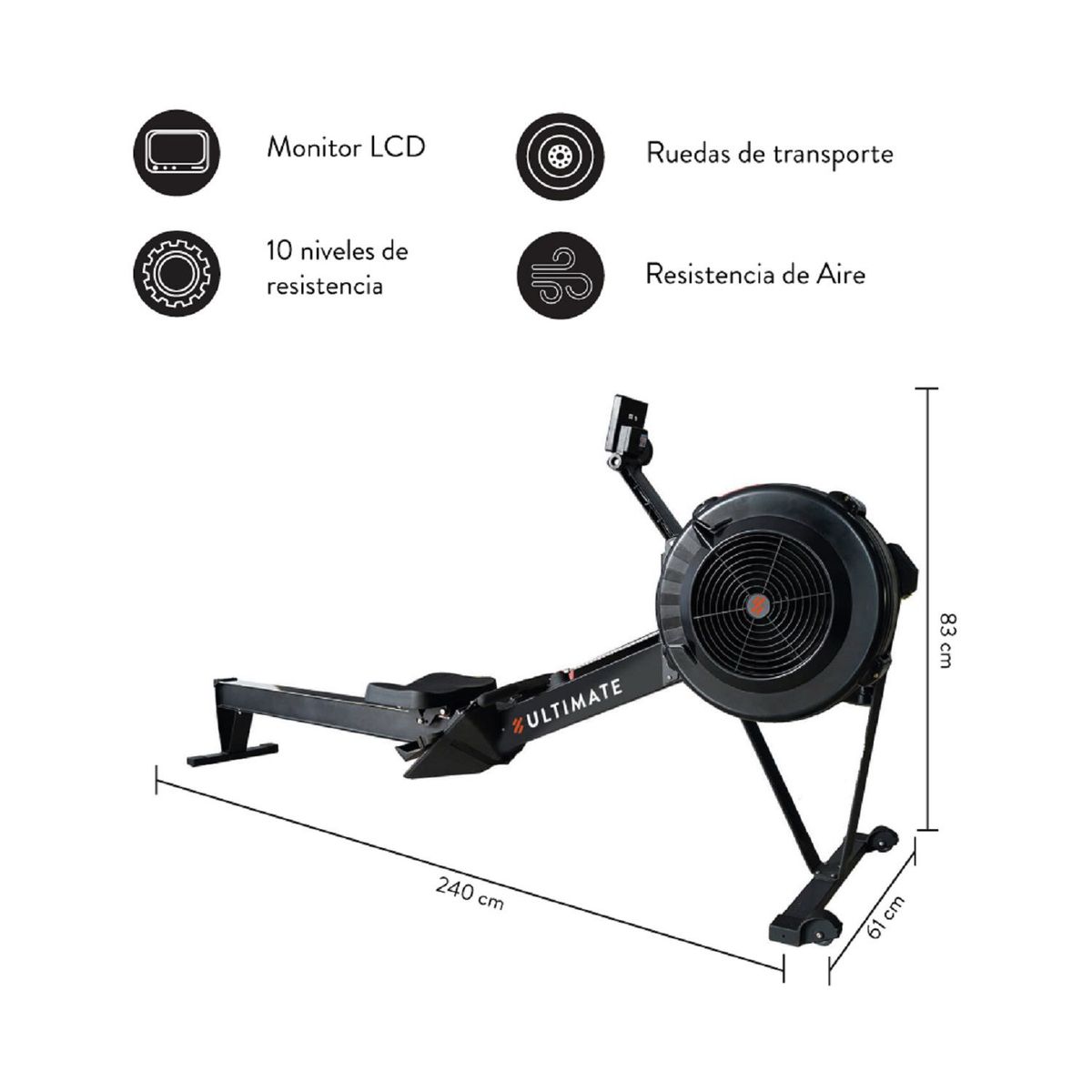 ULTIMATE FITNESS - Remadora de Aire - Bogadora Air X300