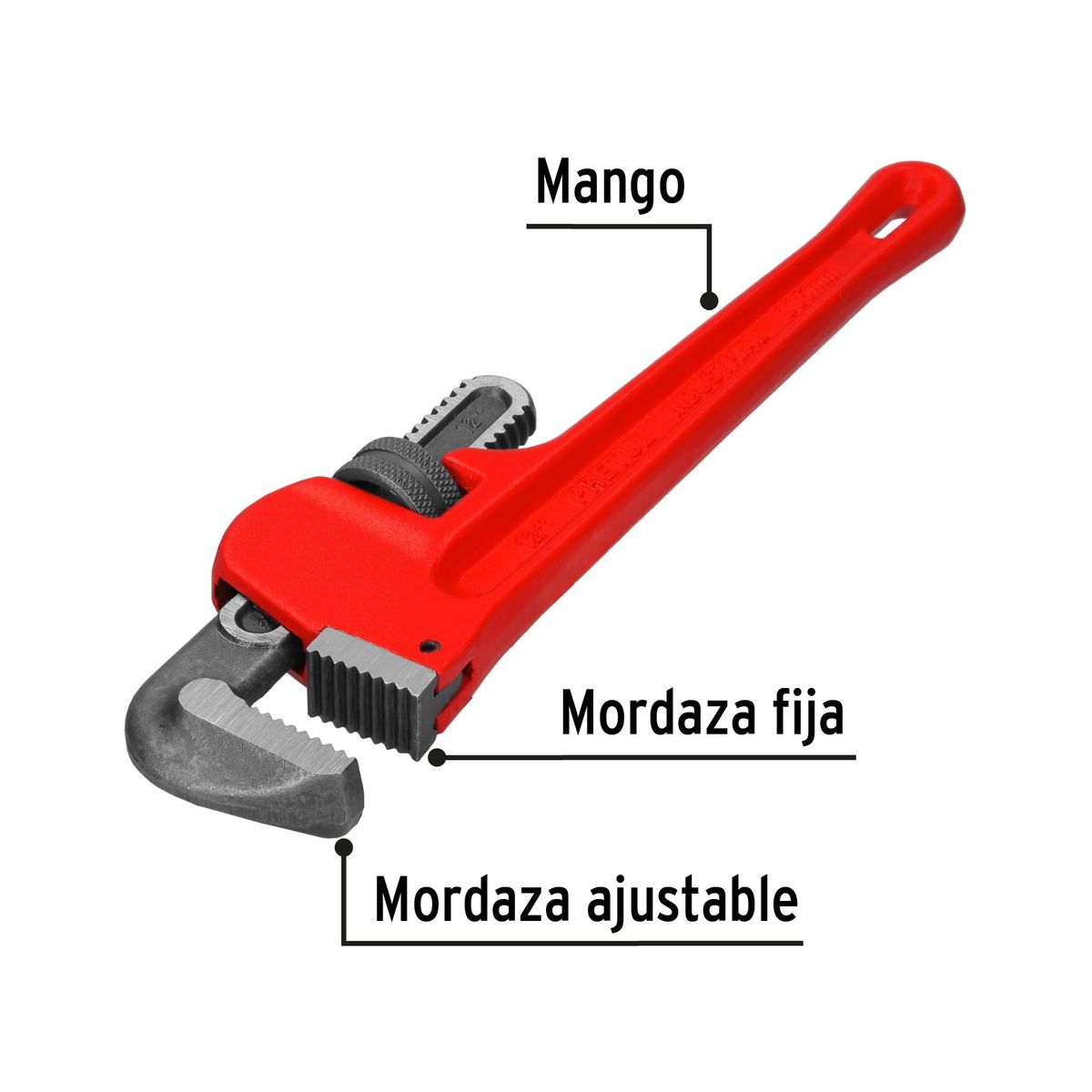 PRETUL - Llave stilson 10 cuerpo de hierro maleable