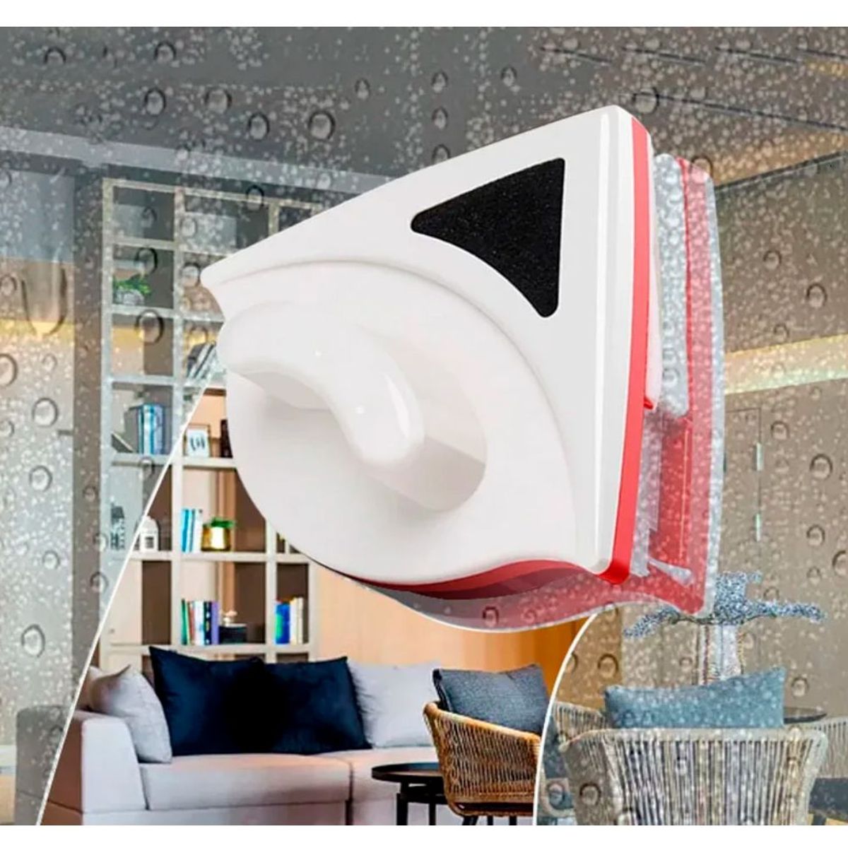 GENERICO - LimpiaVidrio Ventanas Esponja magnética Limpiador Triangular